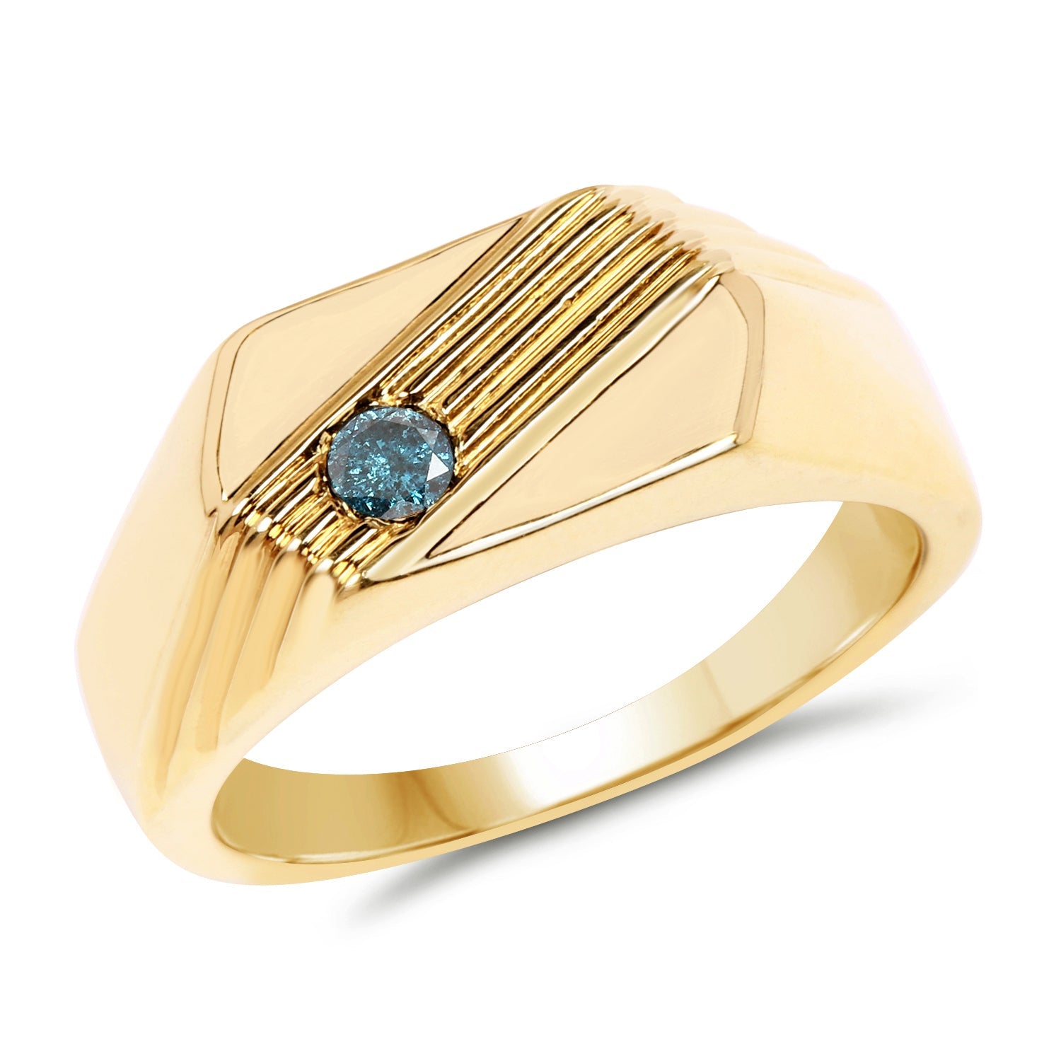 0.12 Carat Genuine Blue Diamond .925 Sterling Silver Ring