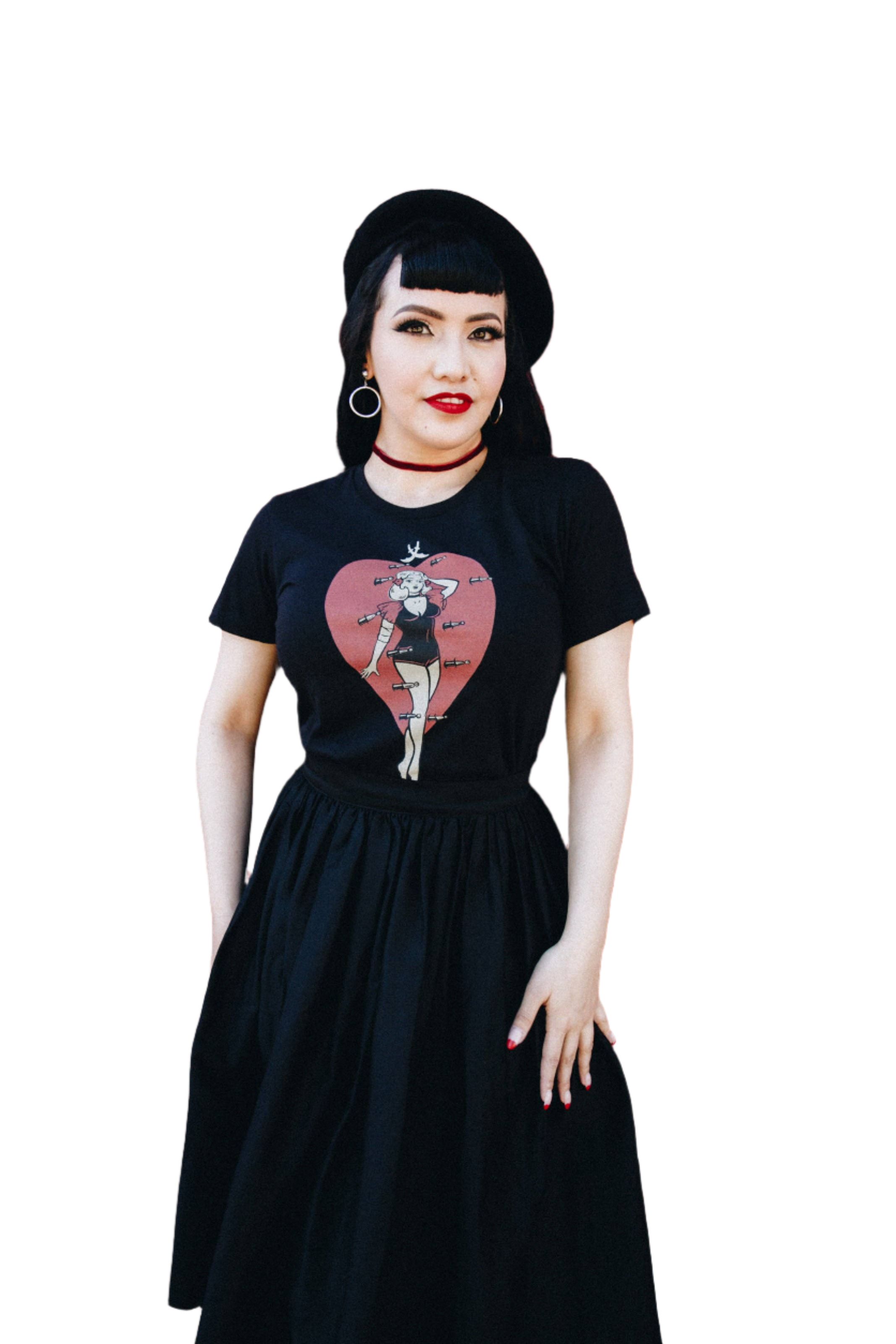 Heart Attack Fitted Tee in Black SMALL