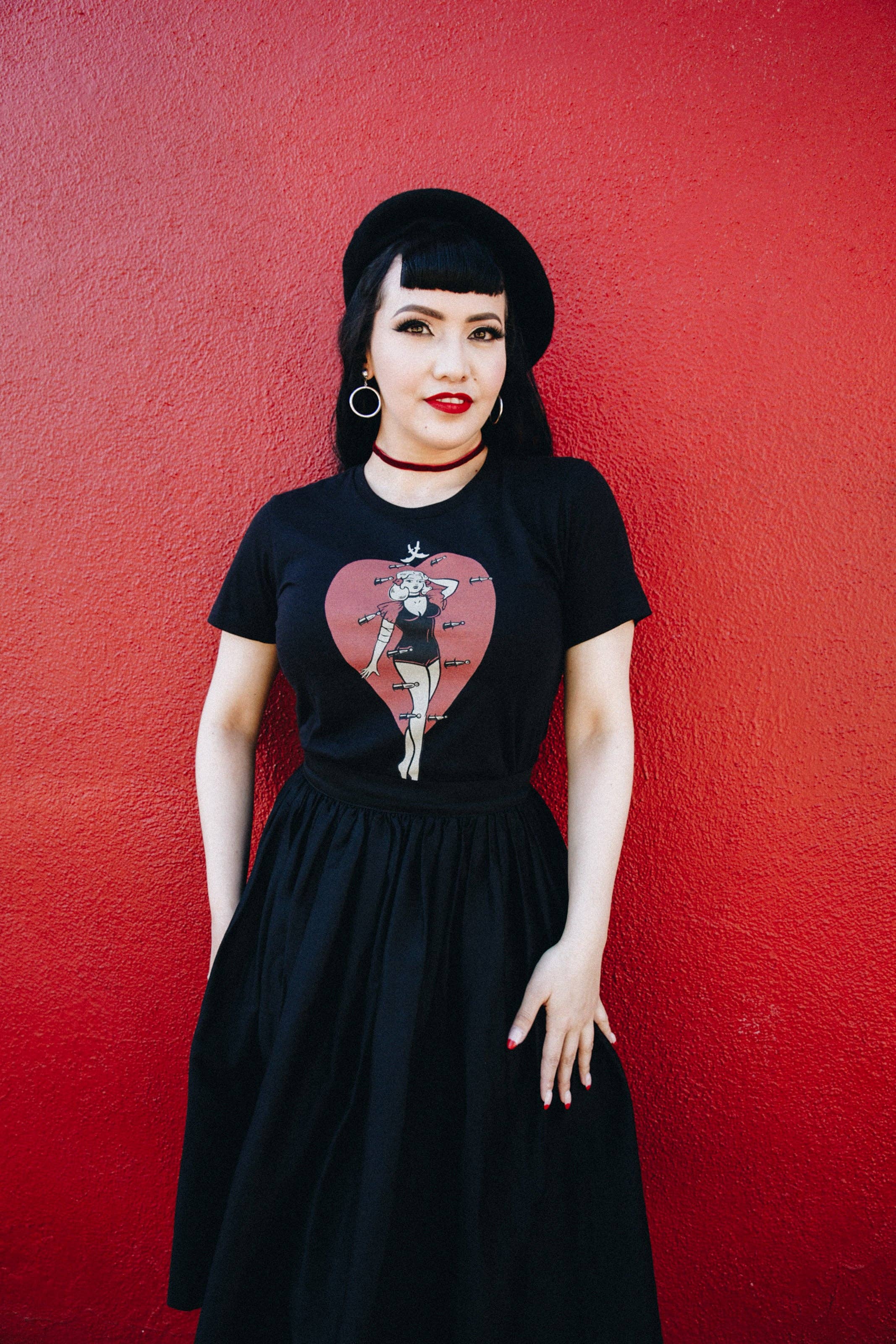 Heart Attack Fitted Tee in Black SMALL