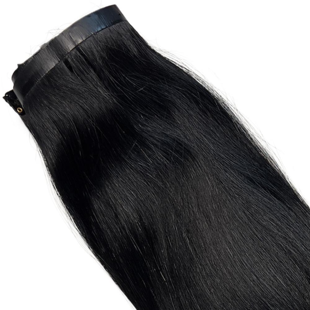 Jet Black Seamless Clip-In 100% Human Hair Extensions