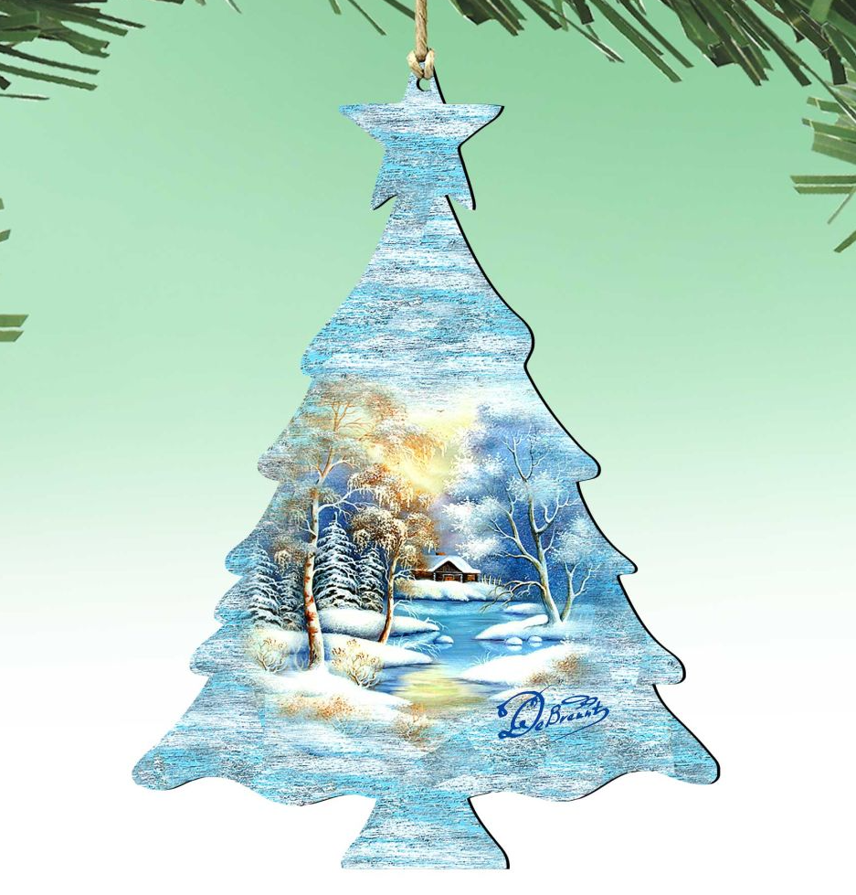 Winter Tree Wooden Ornaments by G. DeBrekht - Christmas Decor - 8198812