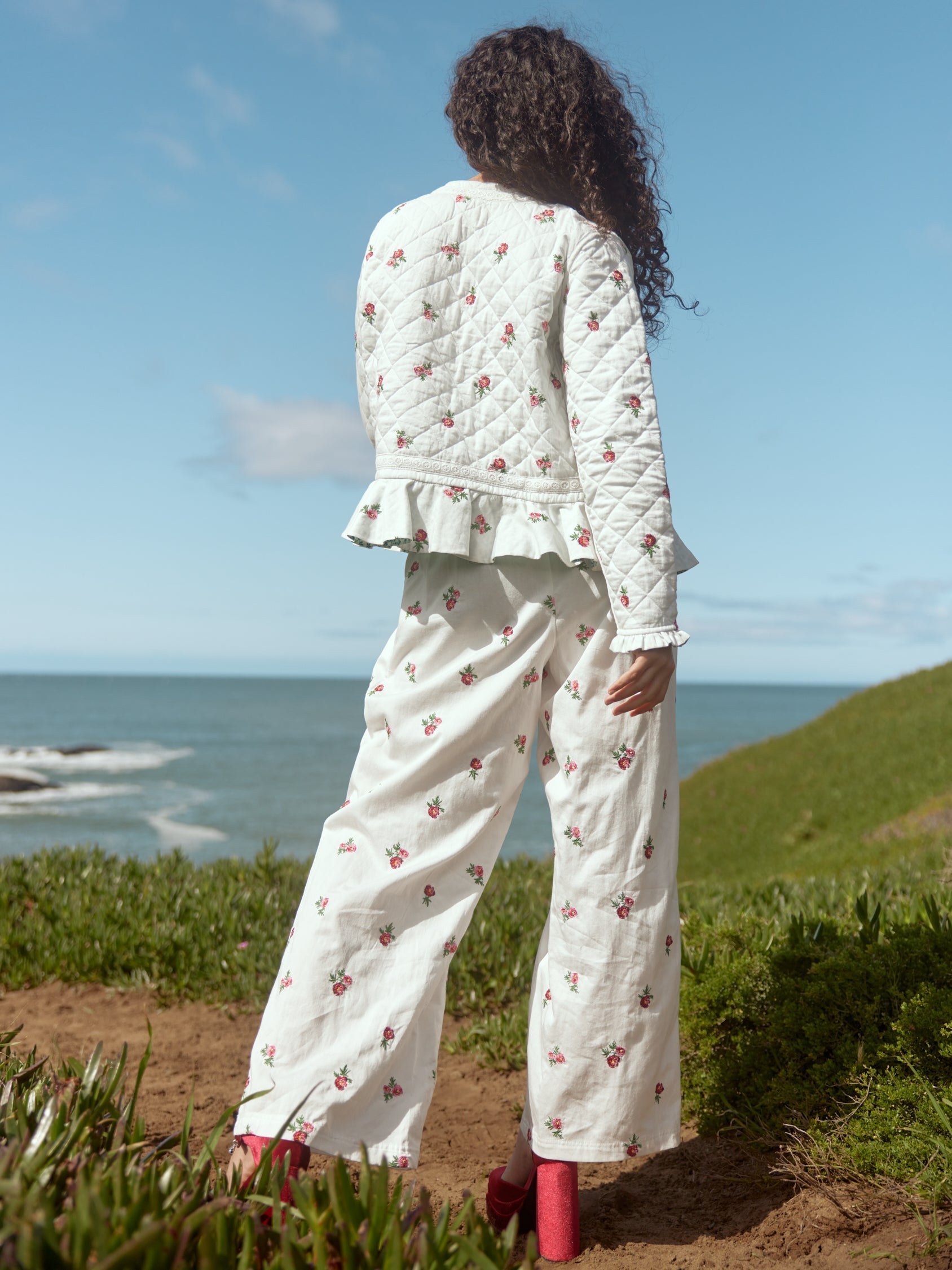 Kirby Embroidered Pants - Sugar/Salsa Ditsy Floral