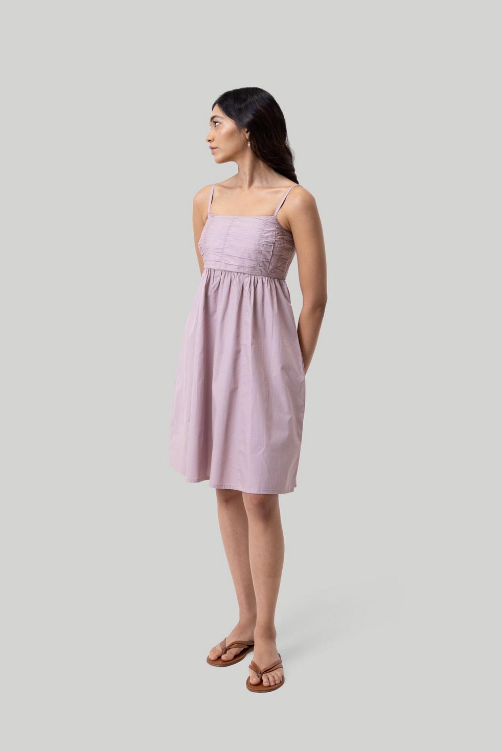 Ruched Strappy Dress - Poplin Pink