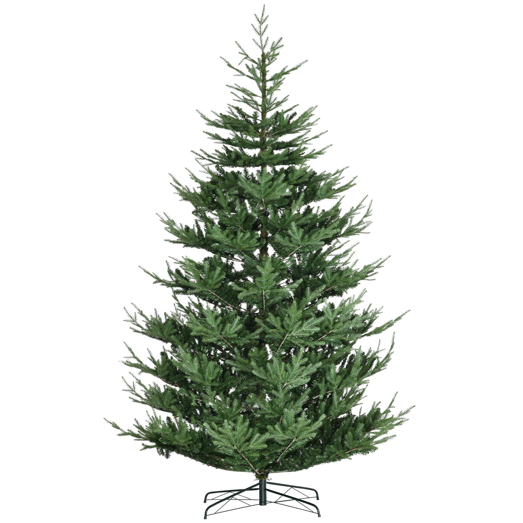 9 Foot Artificial Christmas Tree, Pine Hinged Xmas Tree with 1939 Realistic Branches, Steel Base, Auto Open, Green