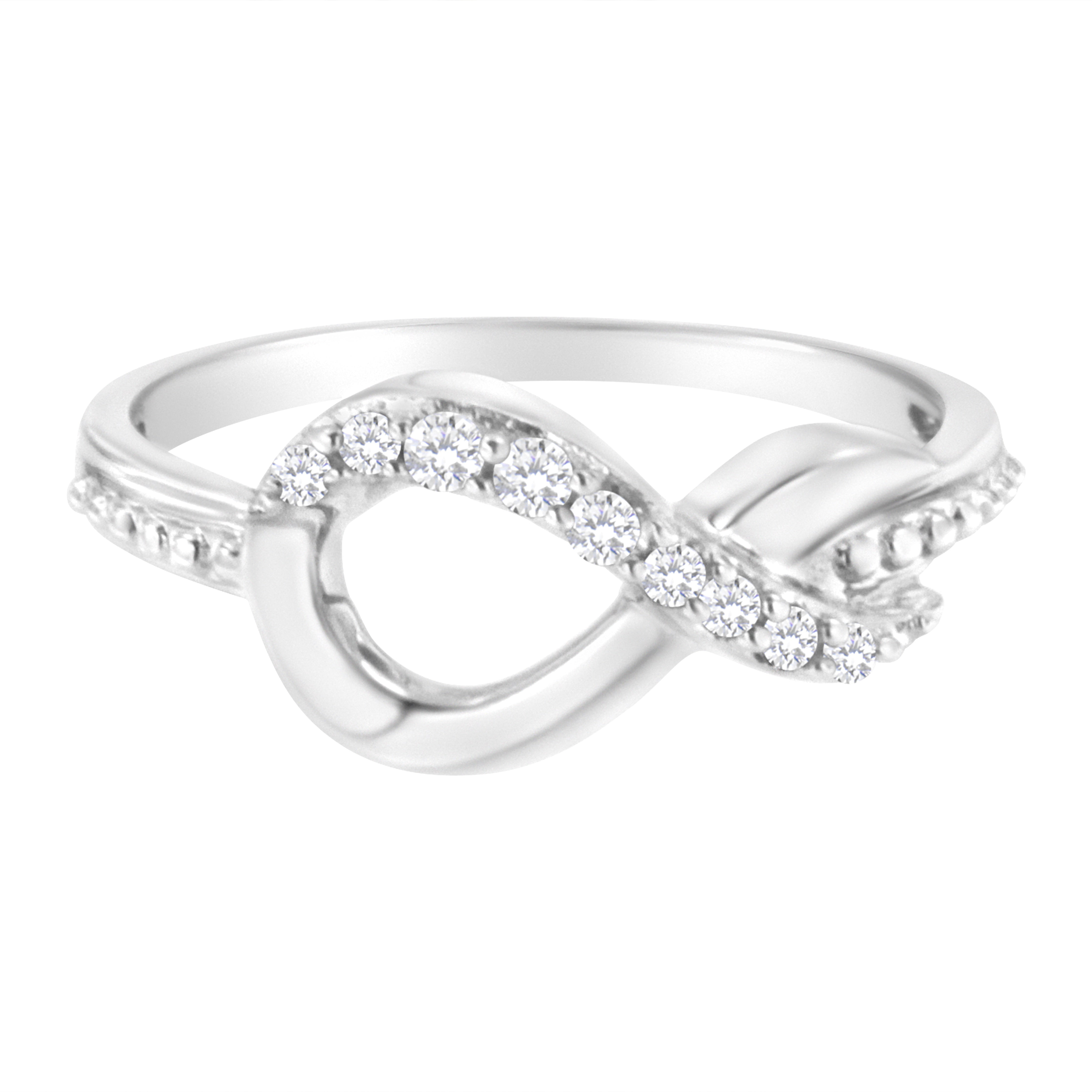 .925 Sterling Silver 1/6 Ct. Cttw Diamond Infinity Bypass Ring (H-I Clarity, I2-I3 Color) - Size 7.5