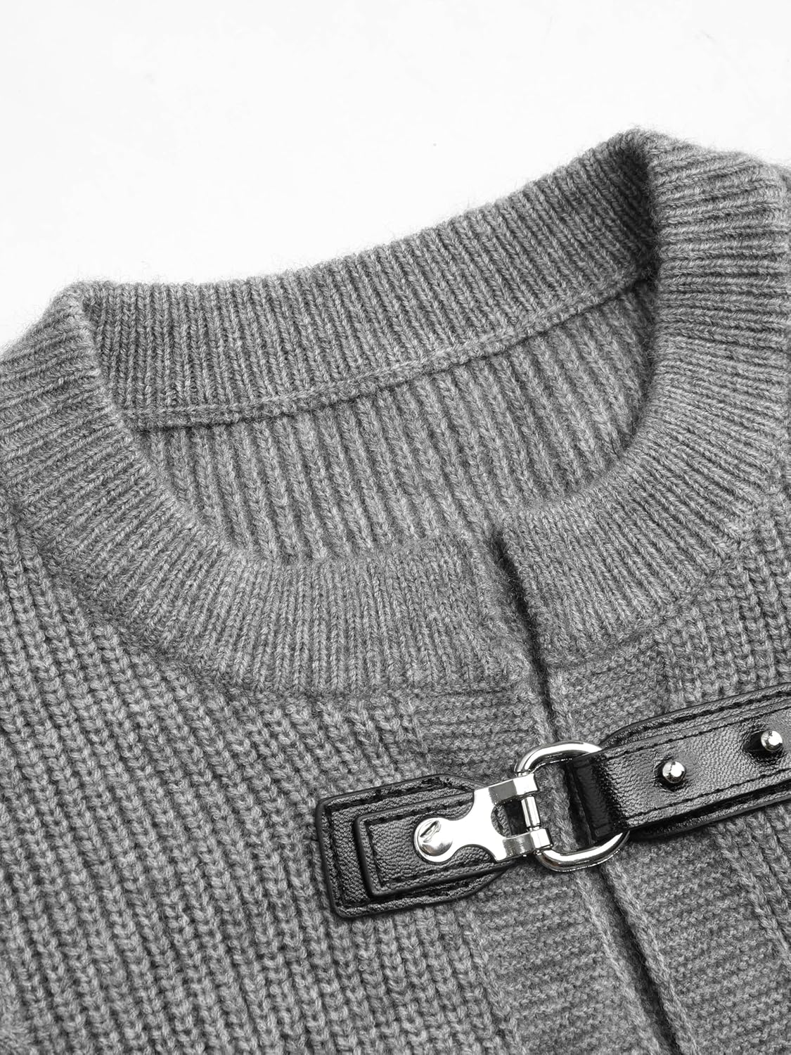 CIDER Cardigan Sweater for Women Round Neck Buckle Sweater Knitted Crop Top Long Sleeve Open Front Outerwear