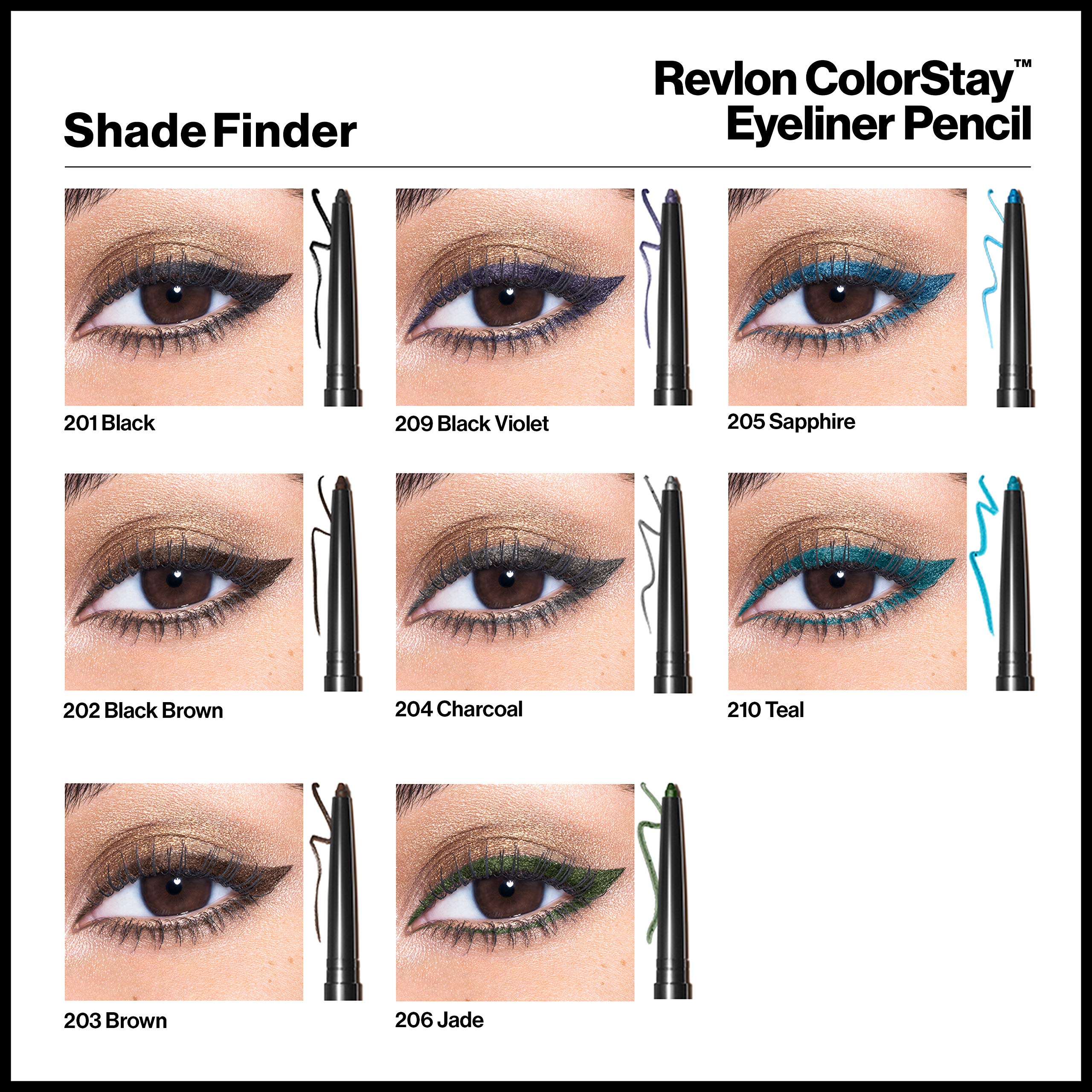 Revlon ColorStay Pencil Waterproof Eyeliner, Smudge-Proof, Eye Makeup with Built-In Sharpener, 202 Black Brown, 0.01 oz