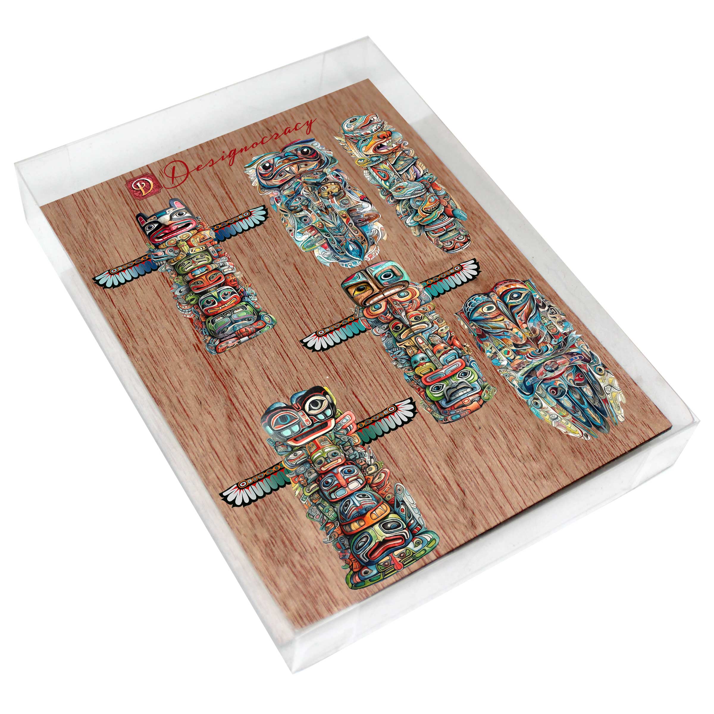 Spirit of the Totem Decorative Wooden Magnets Set of 6 by G. Debrekht - Wildlife Décor - 8090117G-S6