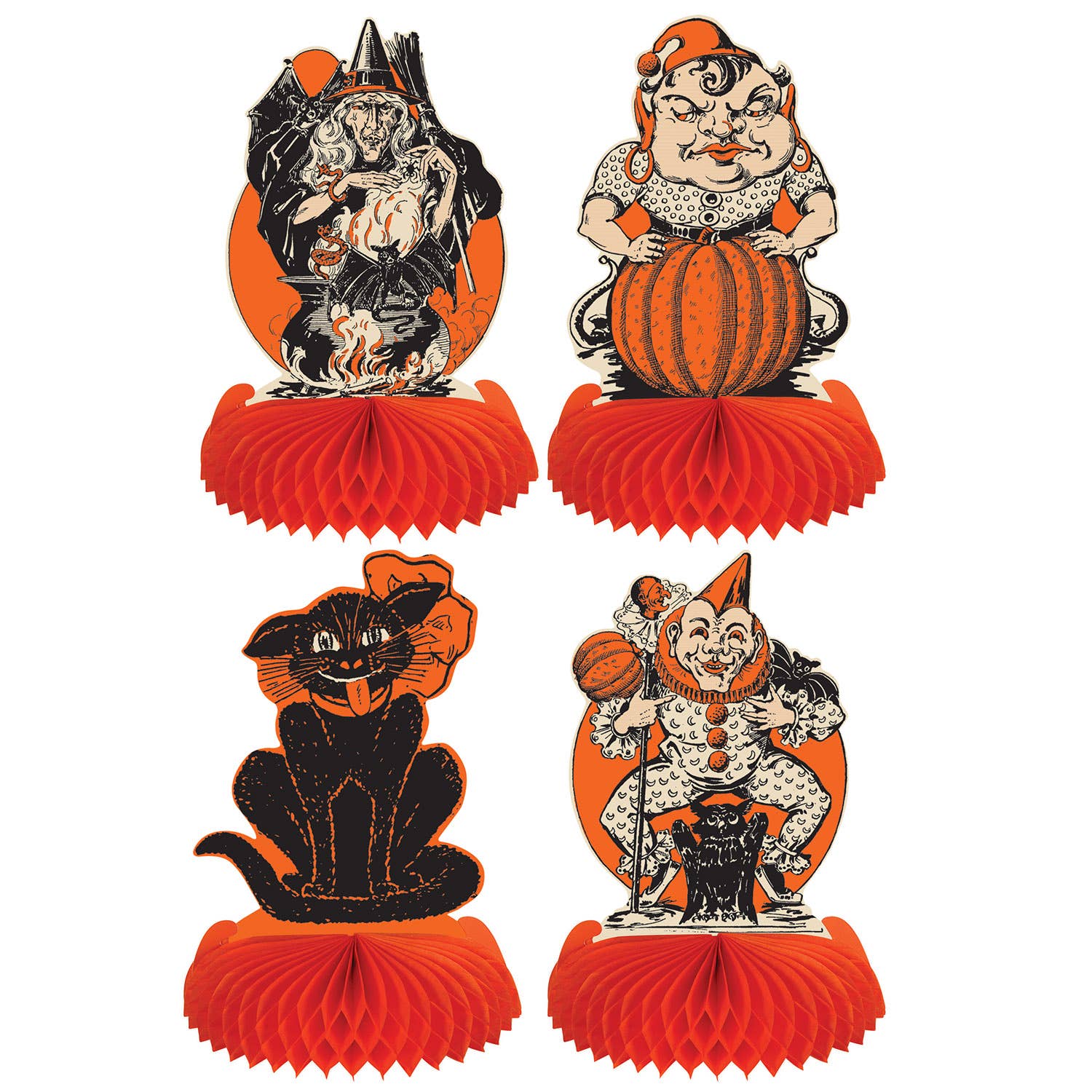 Vintage Halloween Honeycomb Centerpieces Set of 4 by Beistle