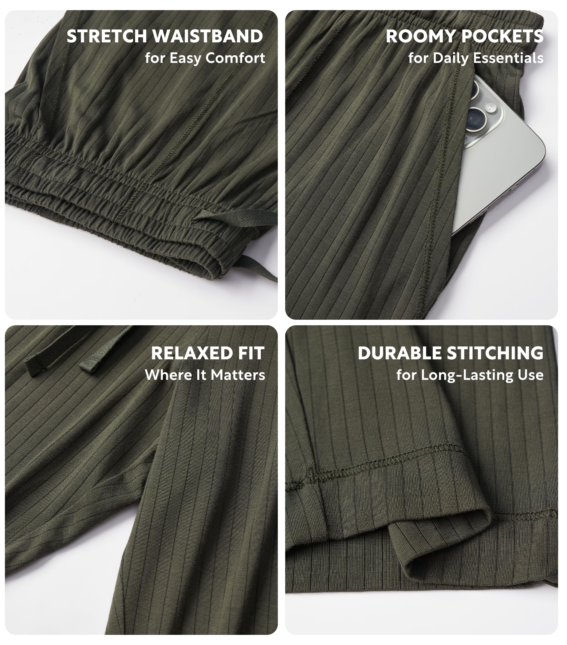 DAVID ARCHY Mens Pajama Pants Bamboo Rayon Lightweight Knit Sleep Bottoms, Soft Lounge Pants with Pockets PJs, 2 Pack