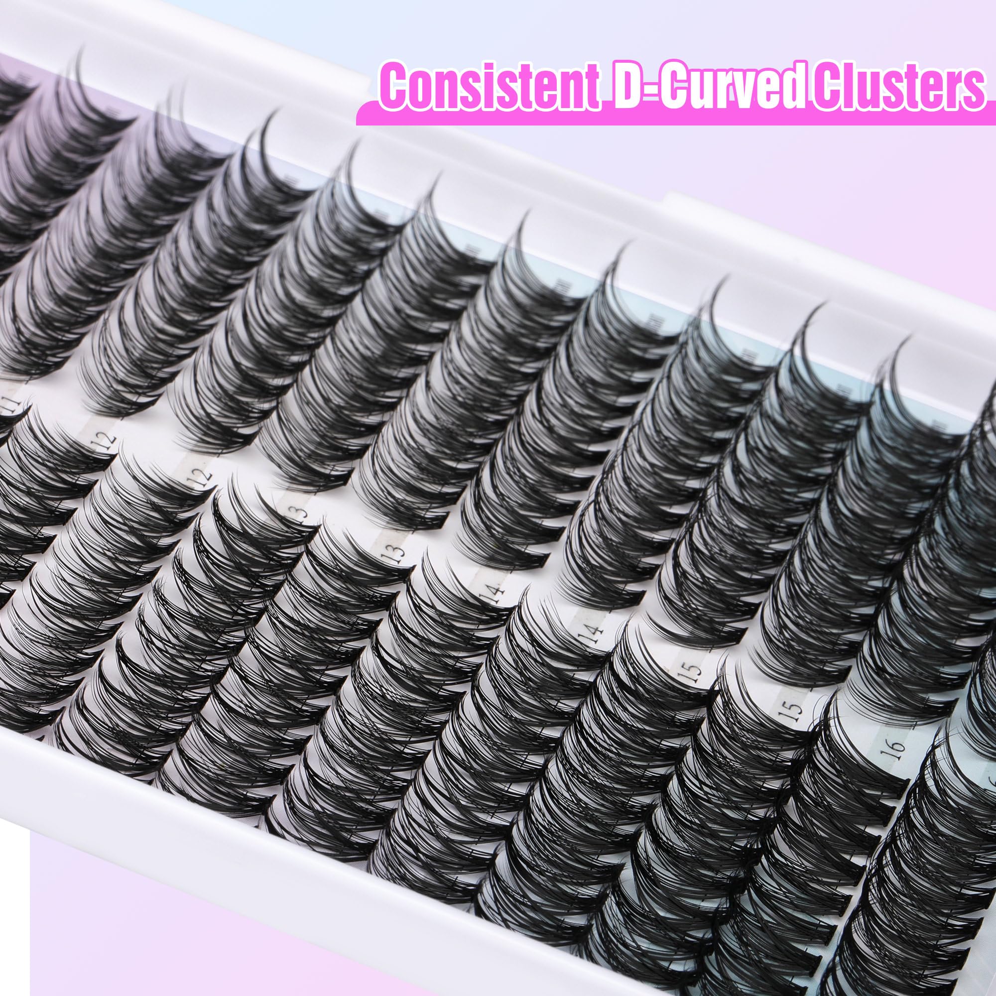 Pawotence Lash Extension Kit DIY 280pcs Lash Clusters Eyelash Extension Kit, 9-16mm 30D 40D Individual Lashes Kit with Lash Bond and Seal, Lash Tweezers for Self Use (30D&40D, 0.07D, 9-16mm, Kit)