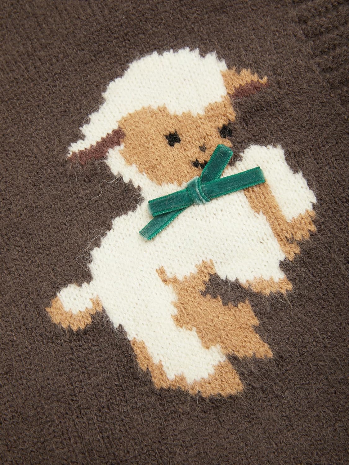 CIDER Women Going Out Knit Cute Cardigan Sweater Sheep Embroidery Ribbon Tie Casual Cardigan