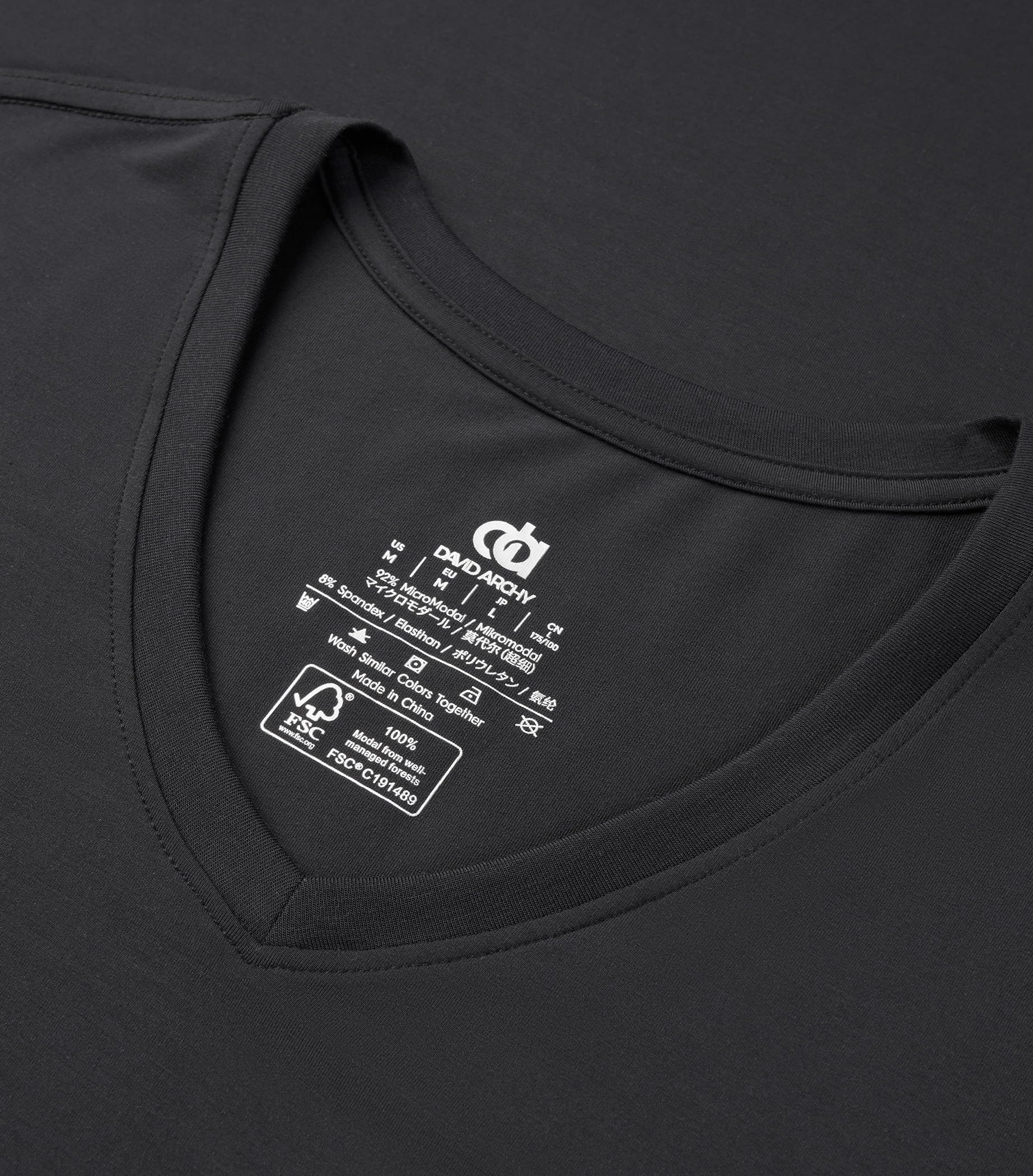 DAVID ARCHY Men's Undershirts Micro Modal Ultra Soft T-Shirts Stretch Moisture-Wicking Crewneck/V-Neck Tees for Men, 3-Pack