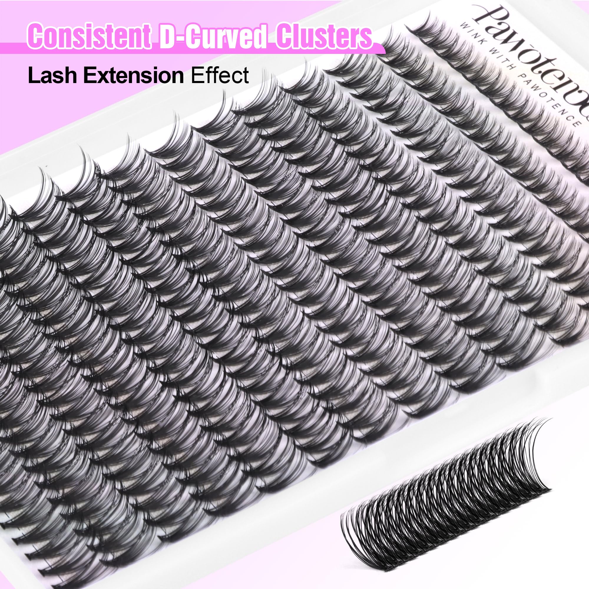 Pawotence Lash Extension Kit DIY 280pcs Lash Clusters Eyelash Extension Kit, 9-16mm 30D 40D Individual Lashes Kit with Lash Bond and Seal, Lash Tweezers for Self Use (30D&40D, 0.07D, 9-16mm, Kit)