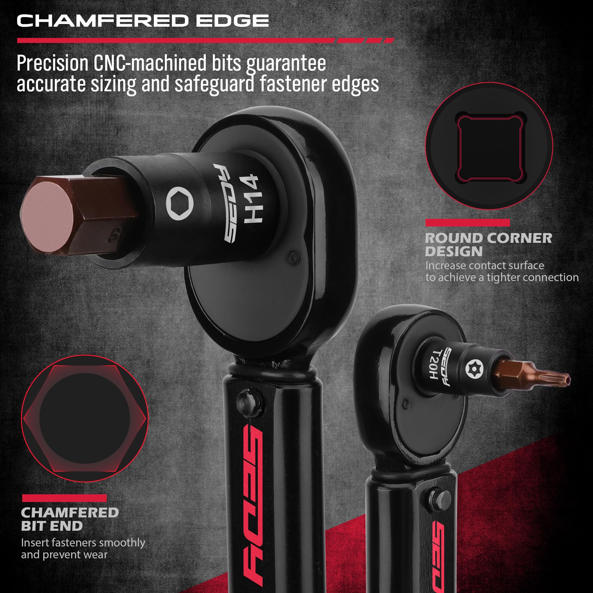 Hex Bit Impact Socket Set: 36-Piece with 4 Adapters, 1/4" 3/8" 1/2" Drive Master Allen Impact Socket Set, SAE and Metric, H5-H19 & 3/4"-5/64", Heavy Duty Storage Case, Automotive Mechanic