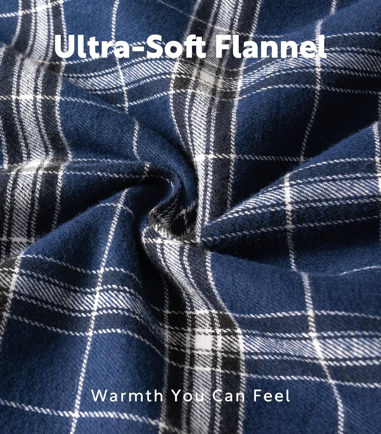 DAVID ARCHY Men's Pajamas Set Flannel Pjs Sets Ultra-Soft Cotton Pajamas for Men Classic Plaid Lounge Set with Roomy Pockets