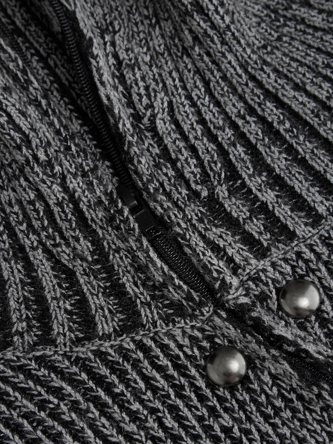 CIDER Zipper Cardigan Sweaters for Women Trendy Stand Collar Rivet Cardigans Split Long Sleeve Fall Winter