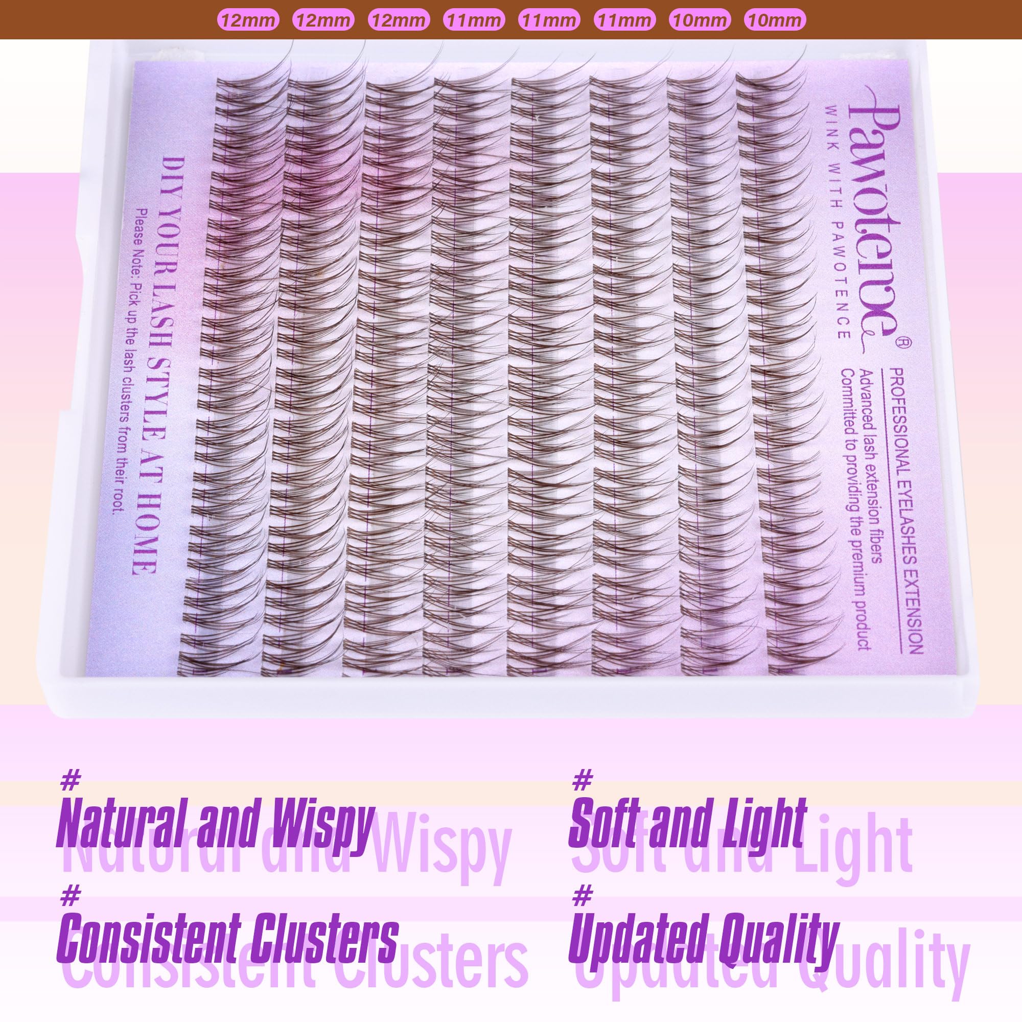 Pawotence Lash Extension Kit DIY 280pcs Lash Clusters Eyelash Extension Kit, 9-16mm 30D 40D Individual Lashes Kit with Lash Bond and Seal, Lash Tweezers for Self Use (30D&40D, 0.07D, 9-16mm, Kit)