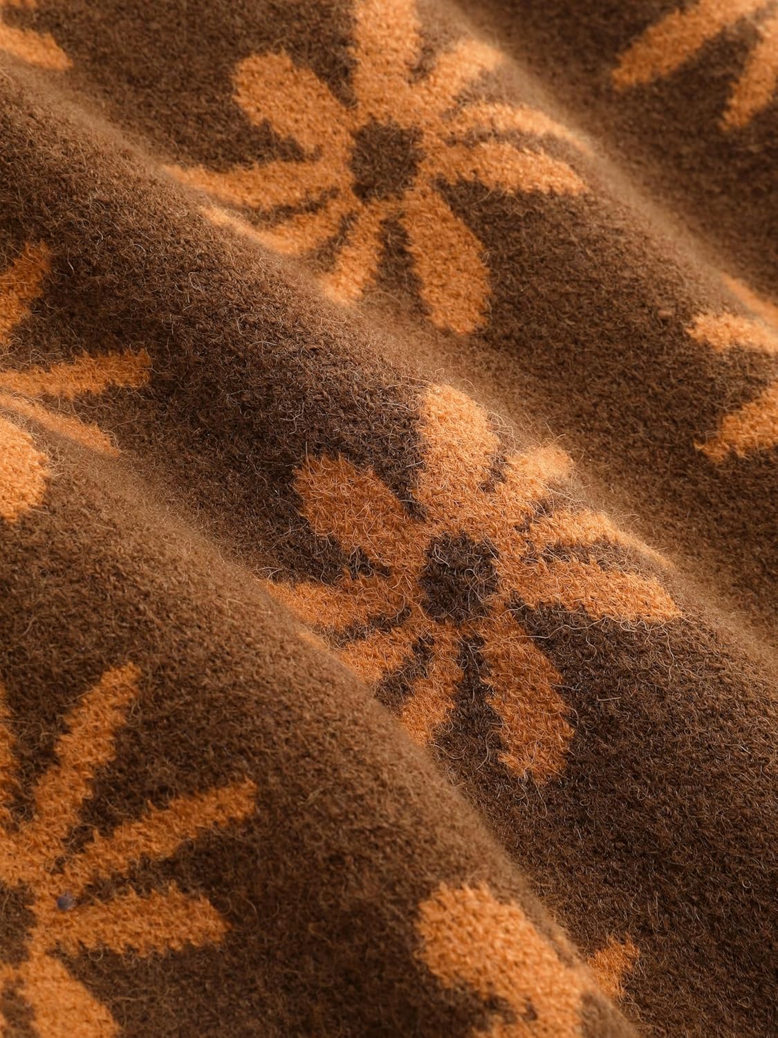 CIDER Cardigans for Women Trendy Mushroom Patchy V Neck Knit Button Down Conversational Pattern Oversized Cardigan