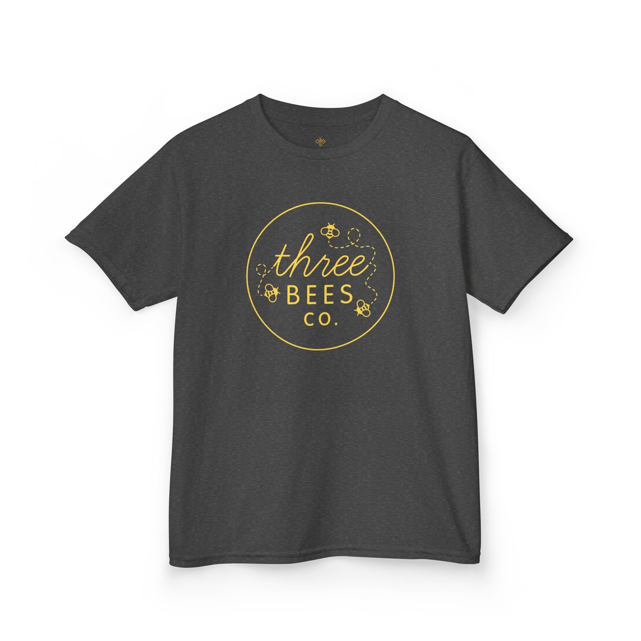Kids Heavy Cotton Gildan Three Bees Classic Logo in Yellow Hive Tee