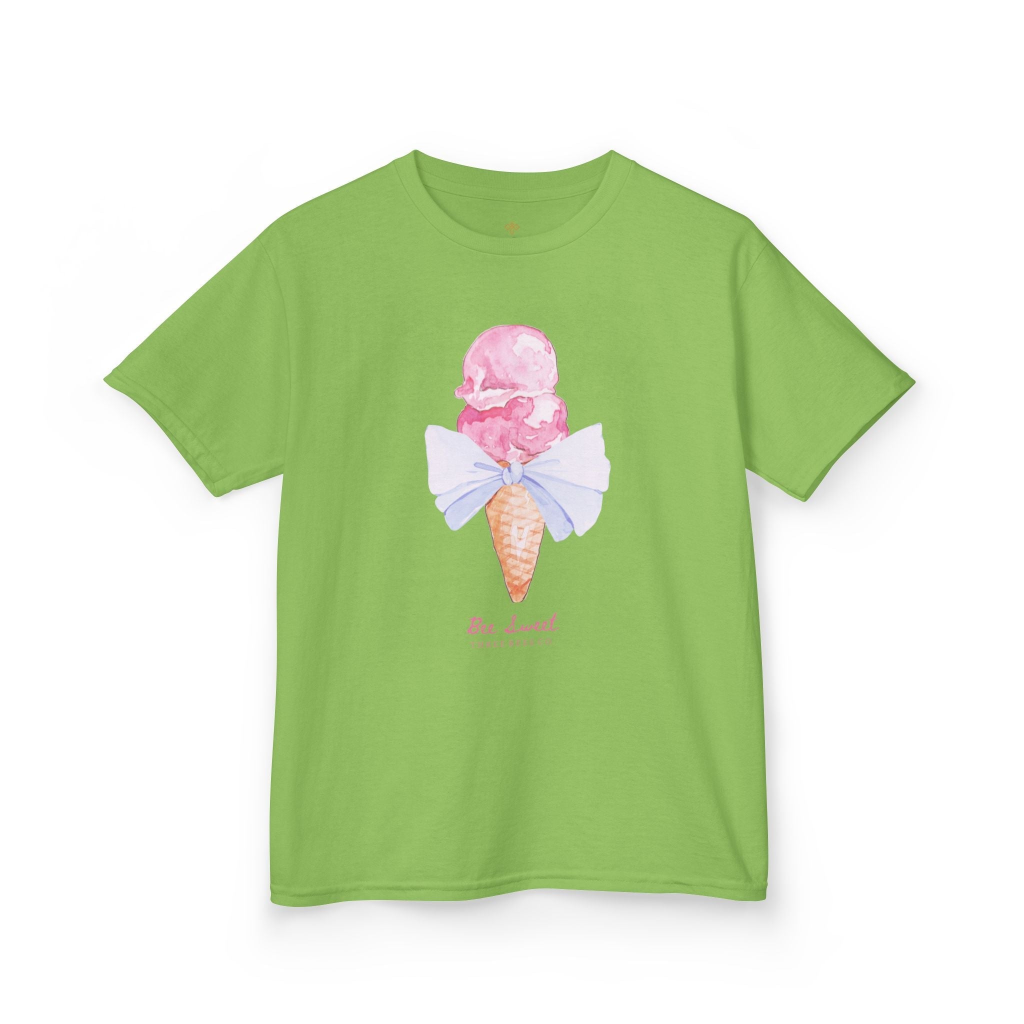 Bee Sweet Preppy Ice Cream Cone with Bow Girls Short Sleeve Youth Hive Tee