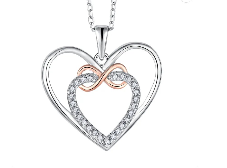 925 Sterling Silver Rhodium 1.1mm Cable Chain Lobster Clasp 0.05ct Diamond Open Love Heart Necklace 18 Inch Jewelry Gifts for Women