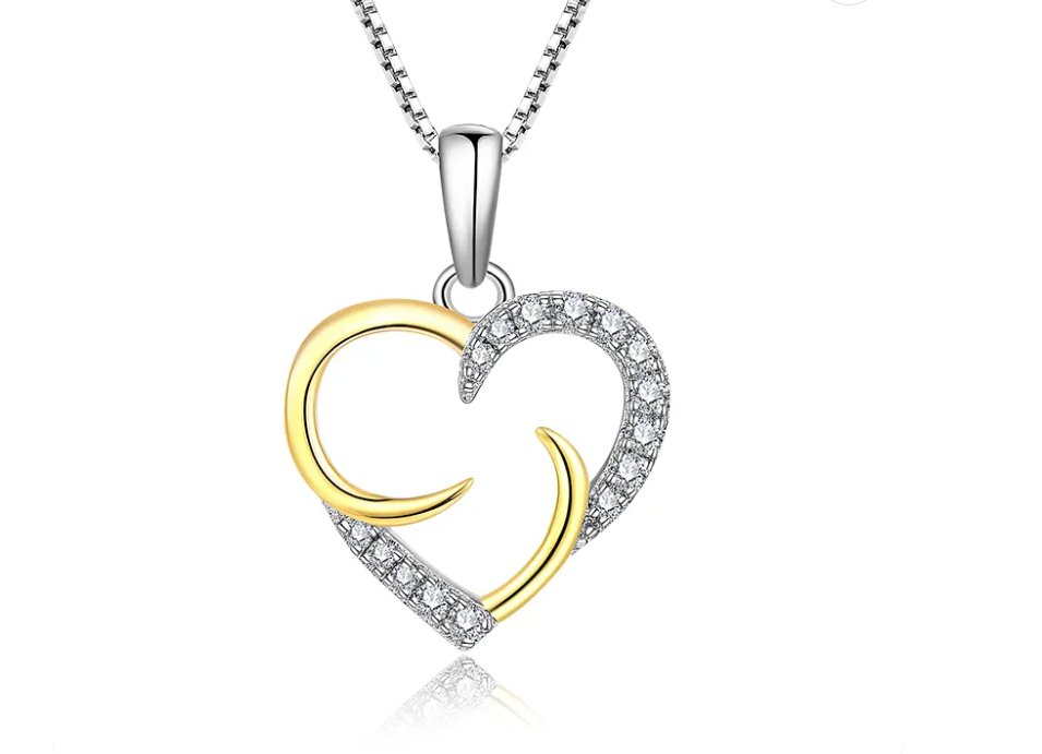 925 Sterling Silver Rhodium 1.1mm Cable Chain Lobster Clasp 0.05ct Diamond Open Love Heart Necklace 18 Inch Jewelry Gifts for Women
