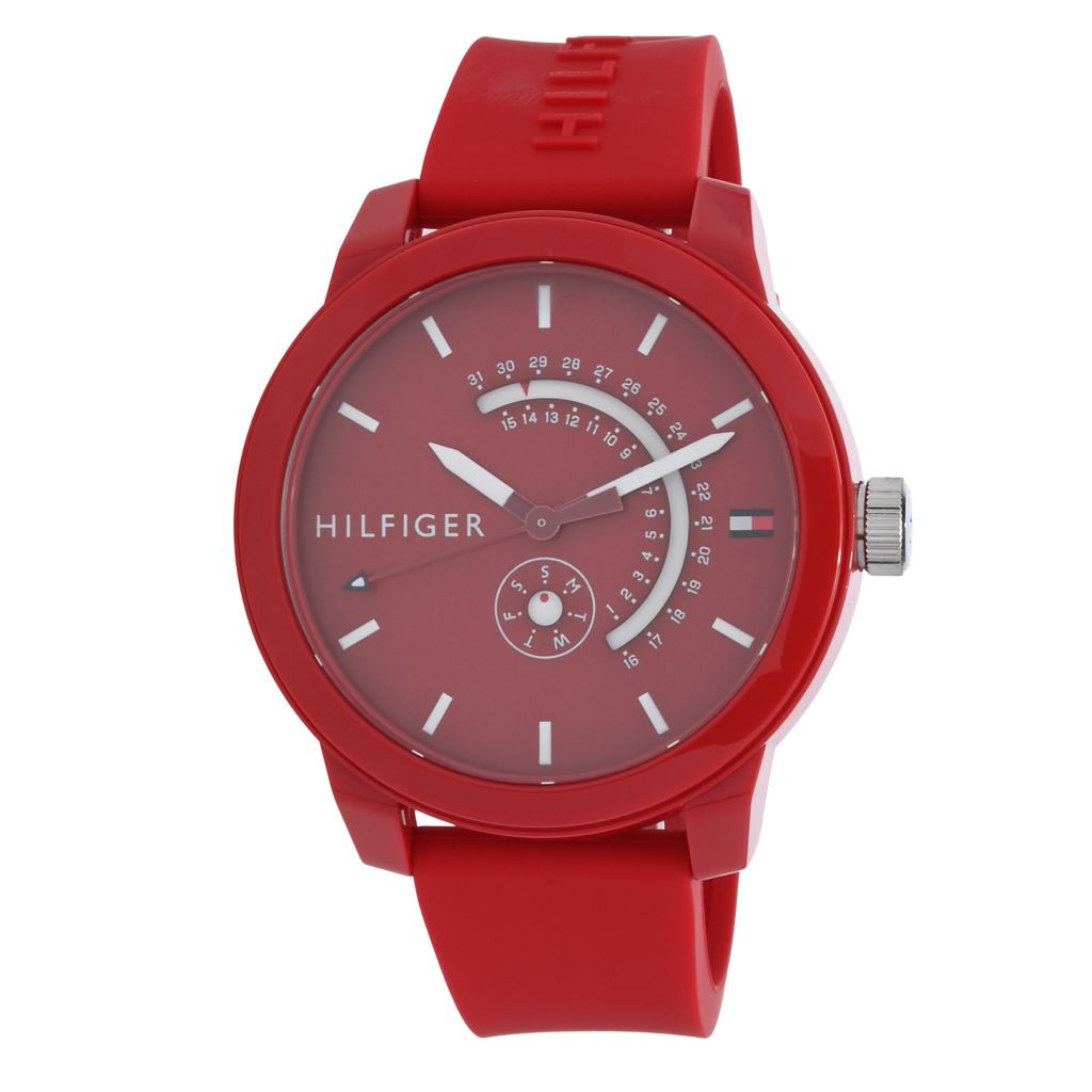Tommy Hilfiger 44mm Quartz Day & Date Silicone Strap Watch by Steals