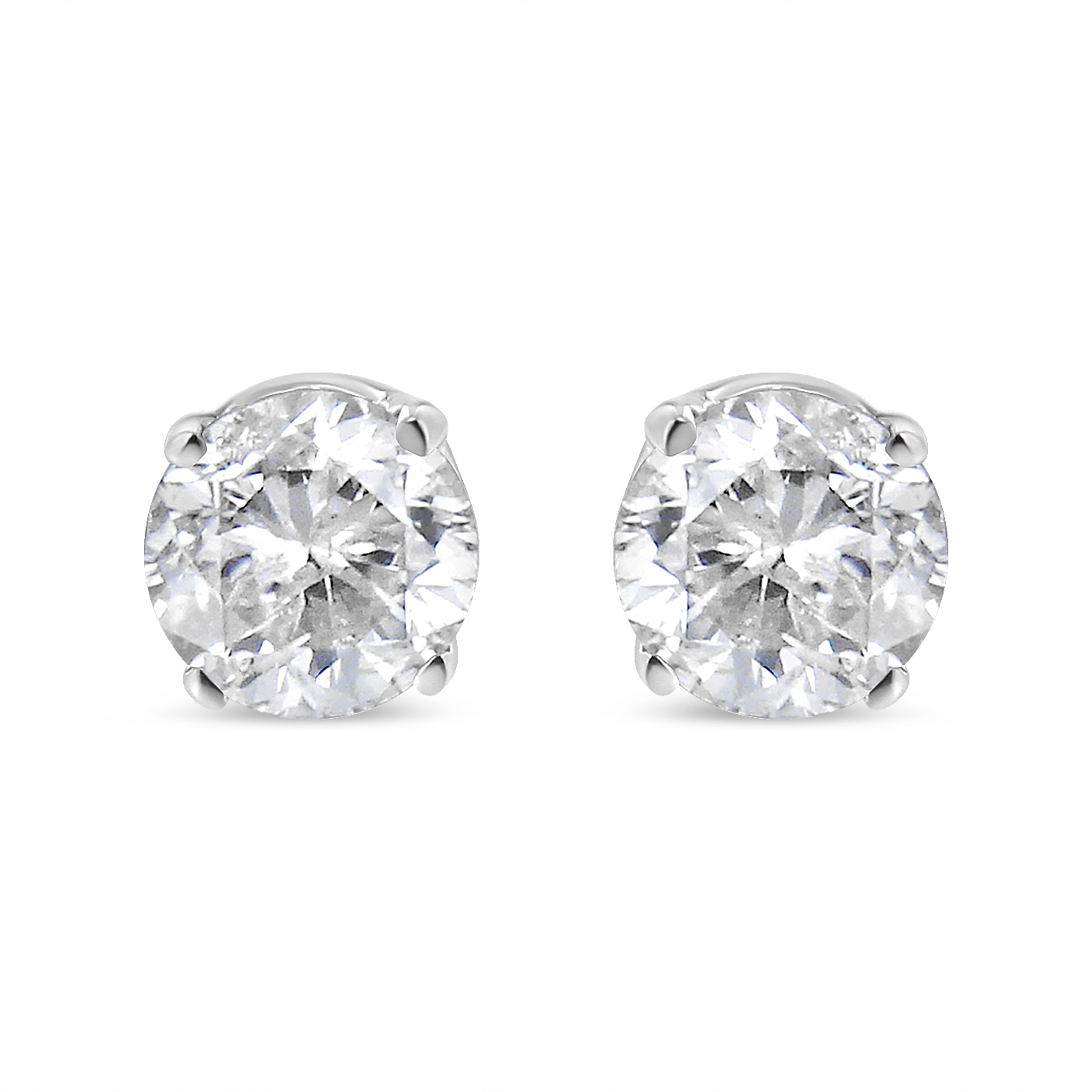 10K White Gold Solitaire Diamond Stud Earrings (0.75 Cttw, G-H Color, I3 Clarity)
