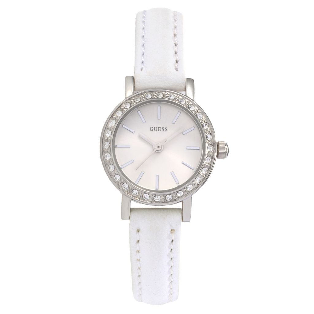 Guess Women's Petite Quartz Crystal Accented Strap Watch by Steals
