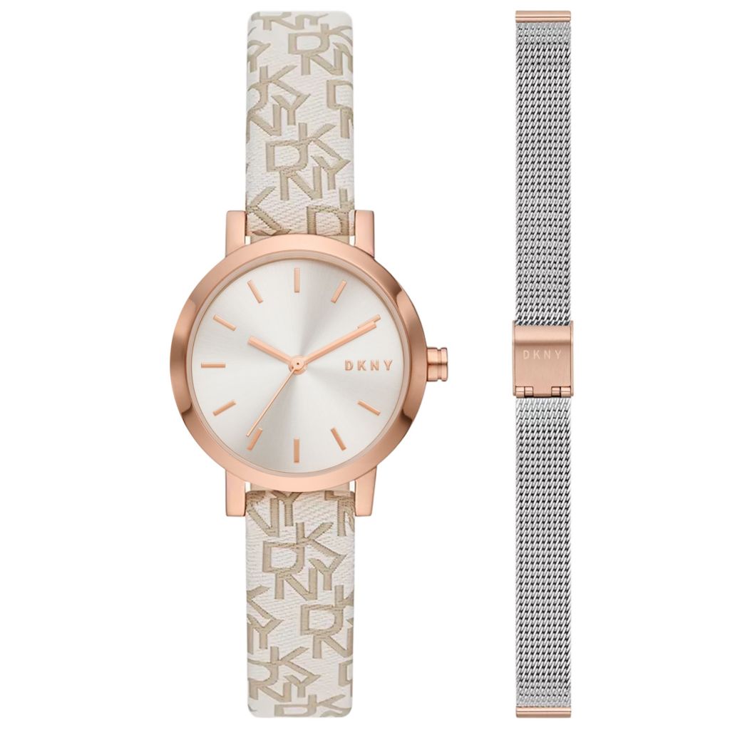 DKNY Women's SoHo Quartz Strap Watch w/ Mesh Bracelet by Steals