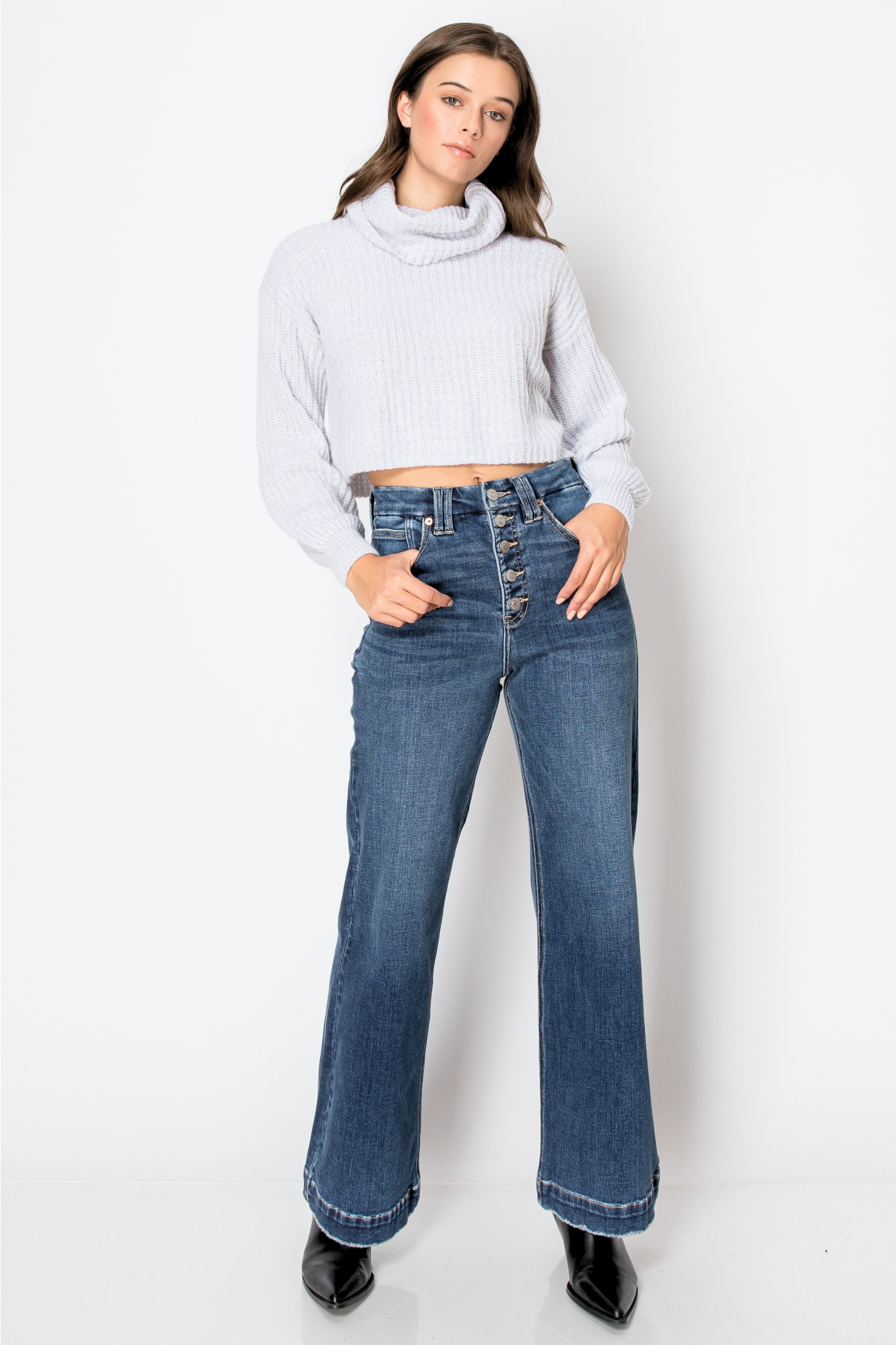Tummy Control 90's Vintage Stretch Wide Jeans