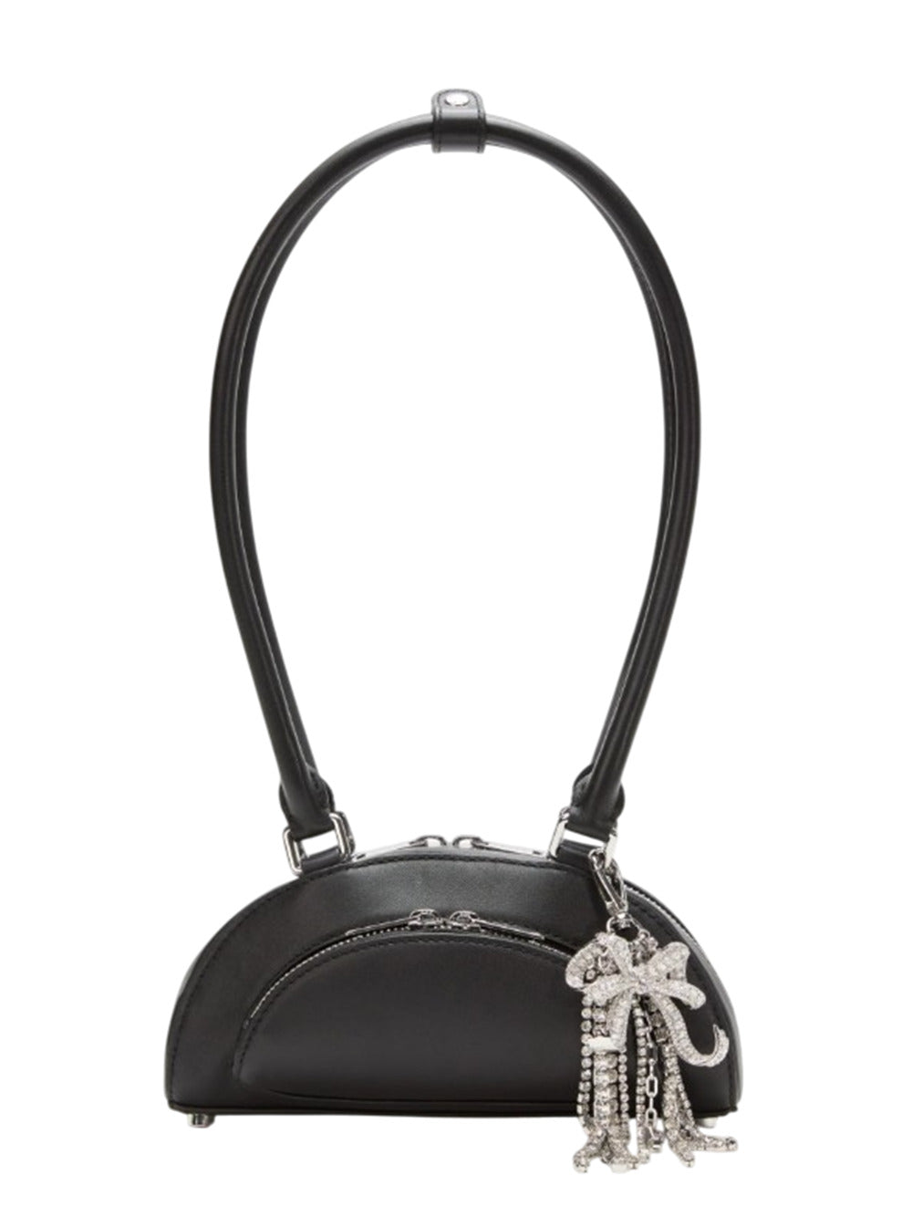 Self-Portrait Women Mini Black Leather Charm Crossbody Bag