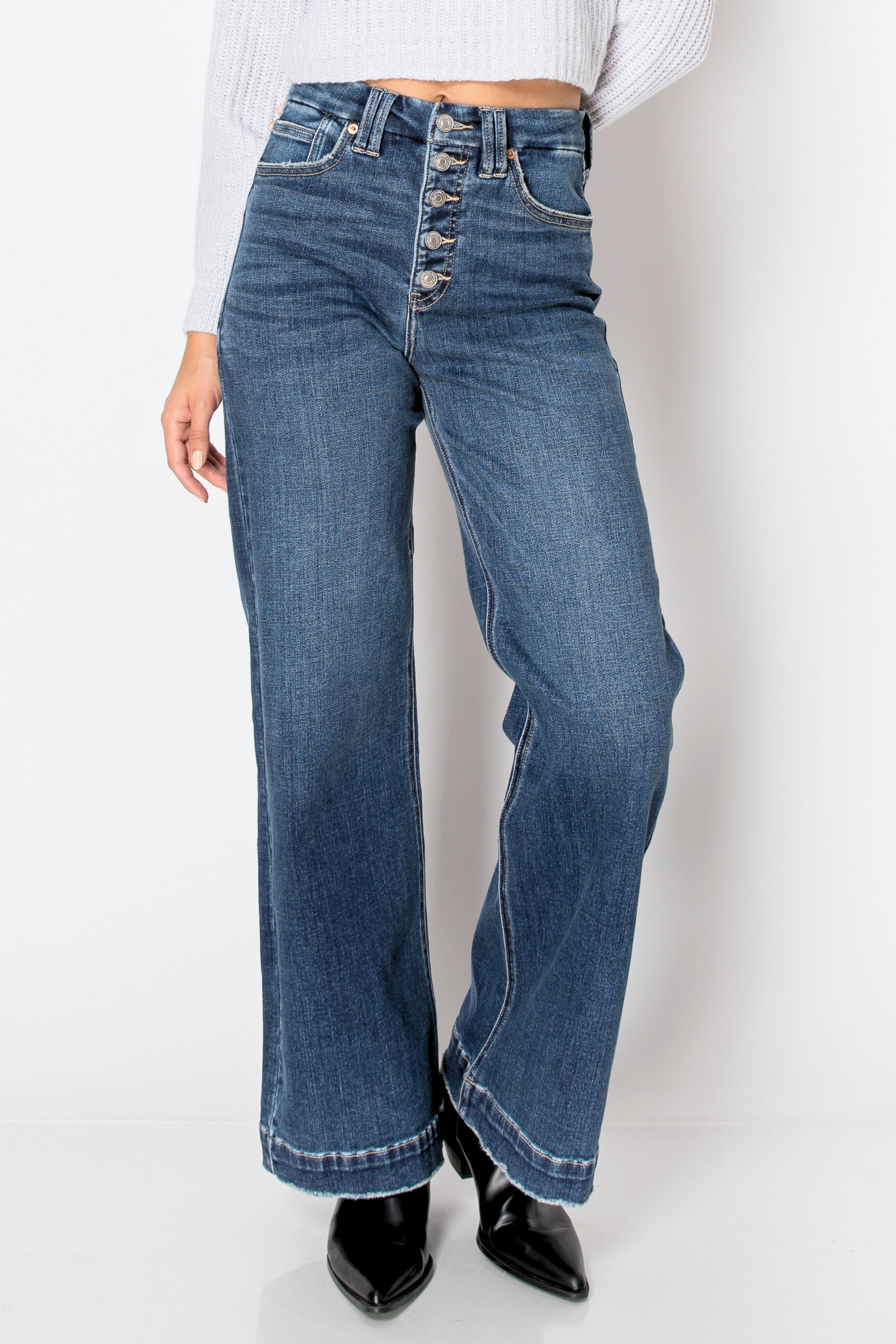 Tummy Control 90's Vintage Stretch Wide Jeans