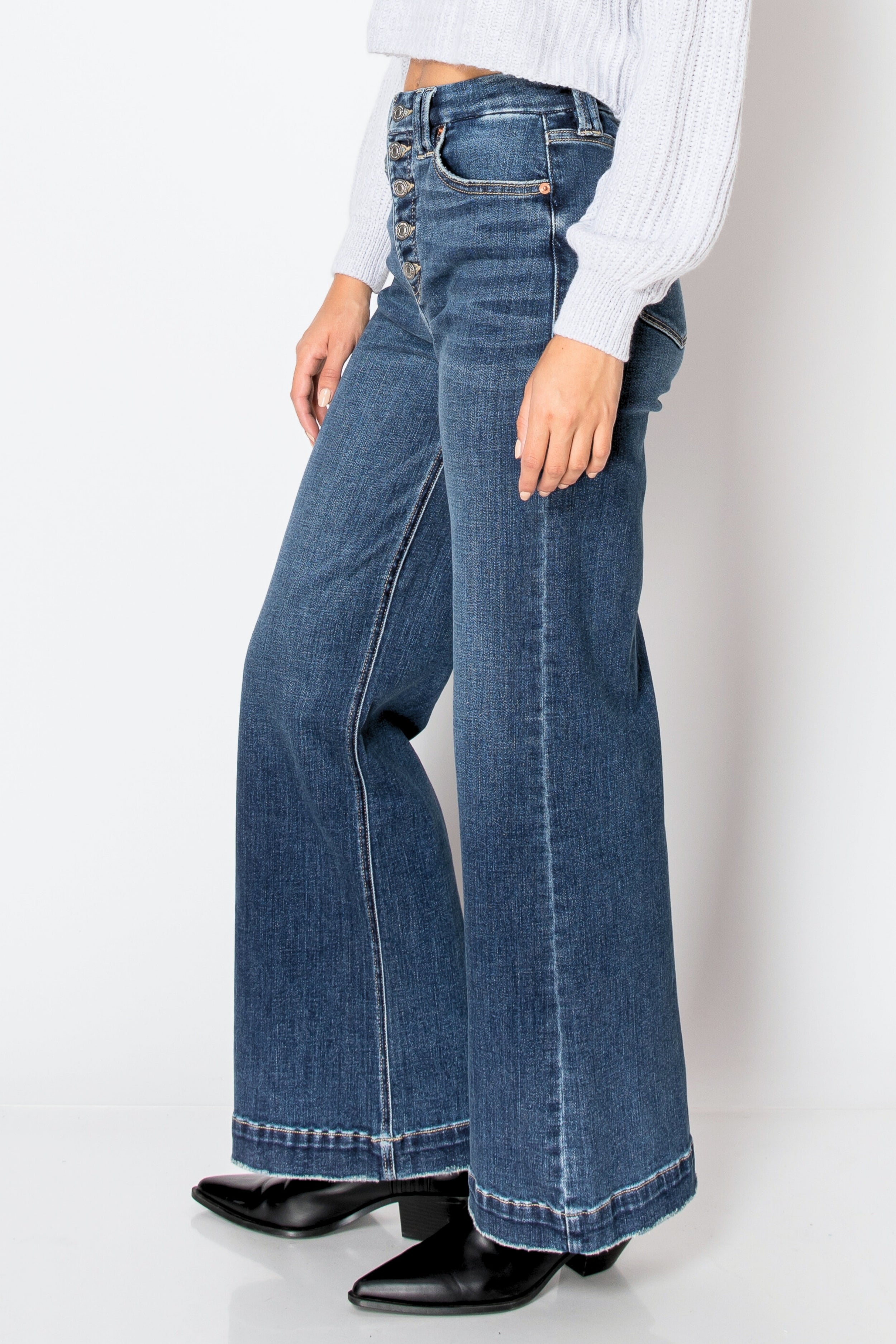 Tummy Control 90's Vintage Stretch Wide Jeans