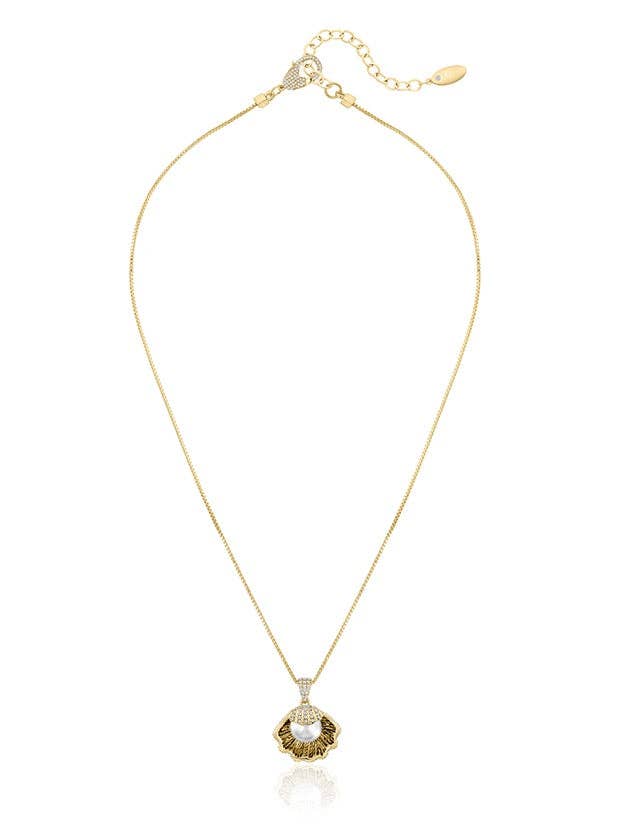 Pave Shell Pendant Necklace