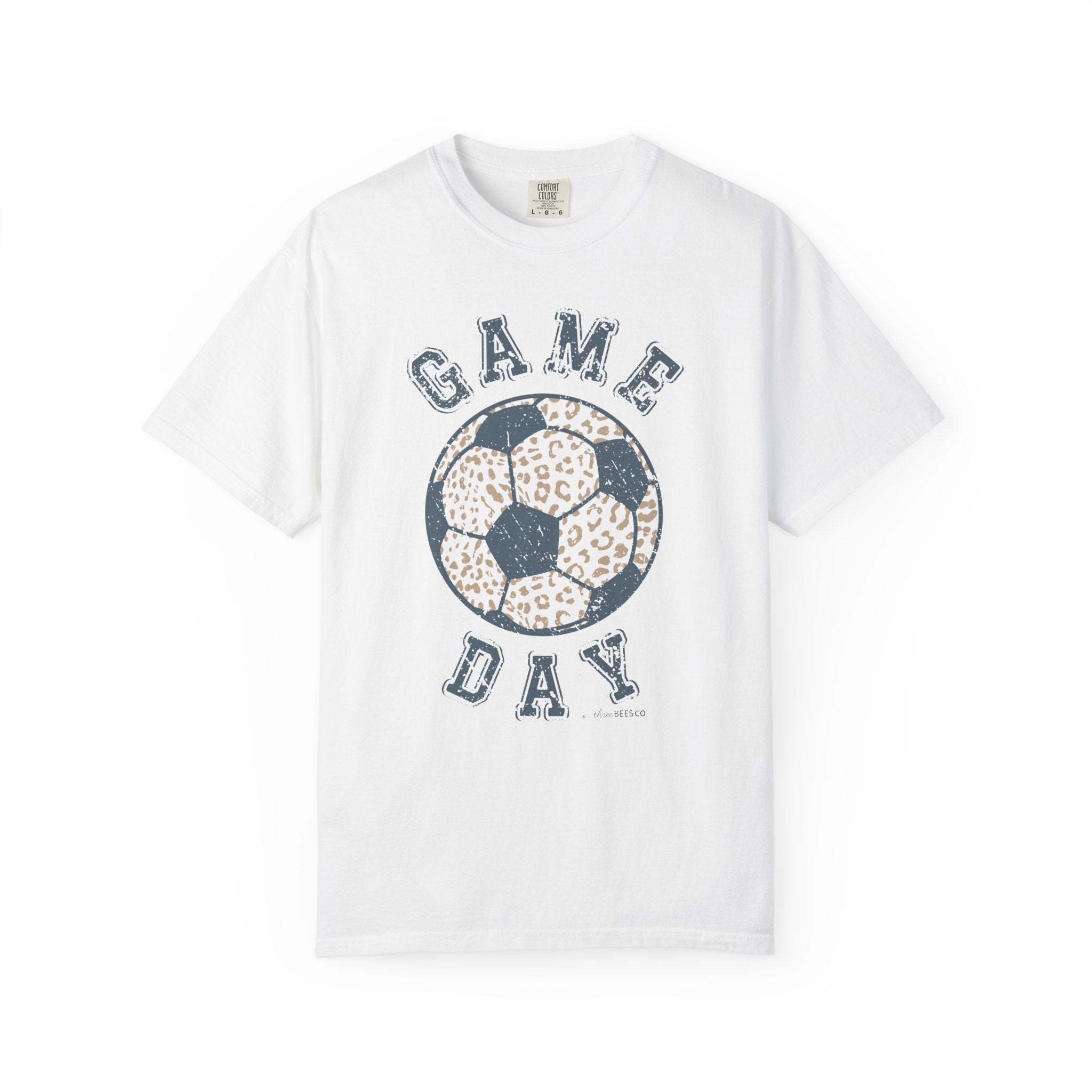 Adult Heavy Cotton Comfort Colors Soccer Game Day Leopard Hive Tee