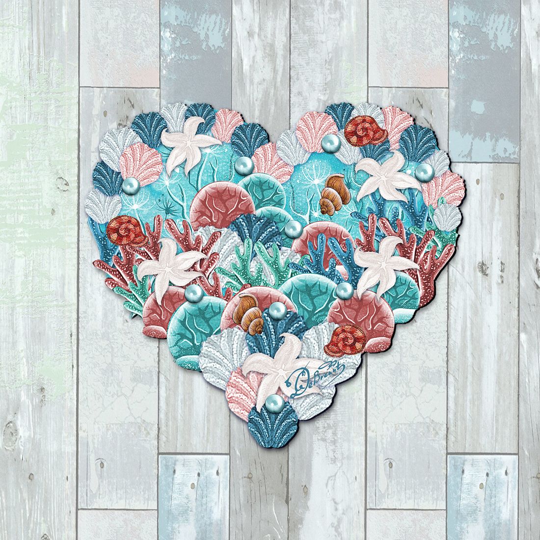 Coastal Heart Door Decor by G. DeBrekht - Coastal Holiday Decor - 8198737H