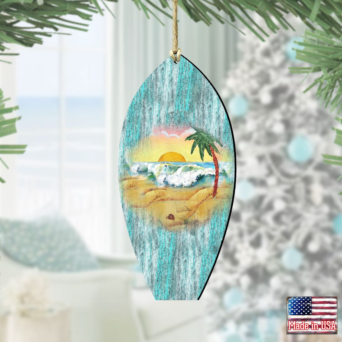 Surfboard Wooden Ornaments by G. DeBrekht - Coastal Holiday Decor - 8198522