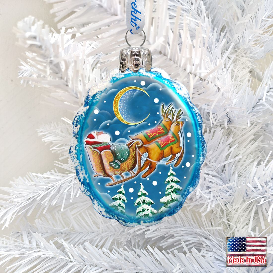 Up-Up and Away Mercury Glass Ornament by G. DeBrekht - Christmas Santa Snowman Decor - 777384