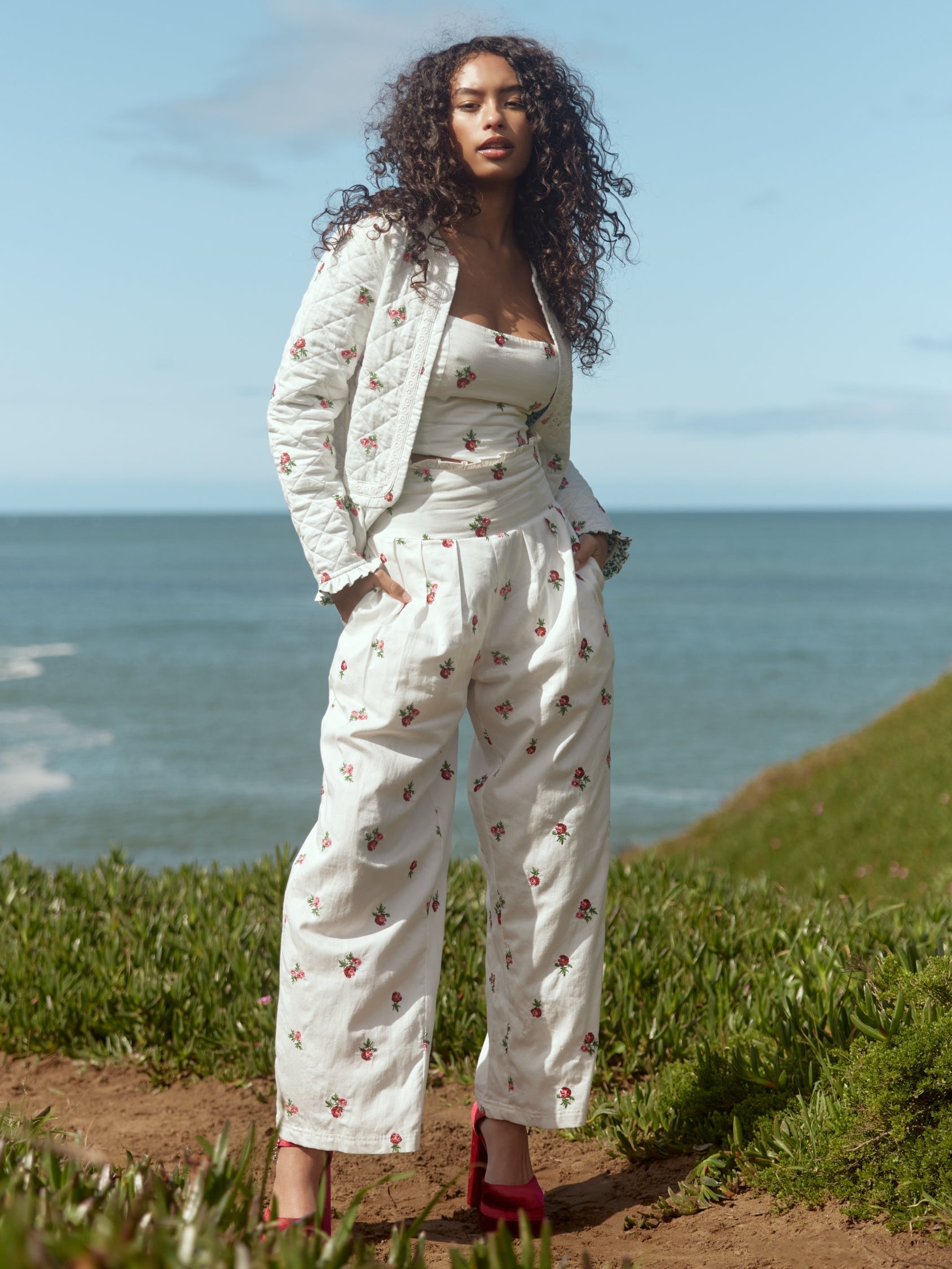 Kirby Embroidered Pants - Sugar/Salsa Ditsy Floral