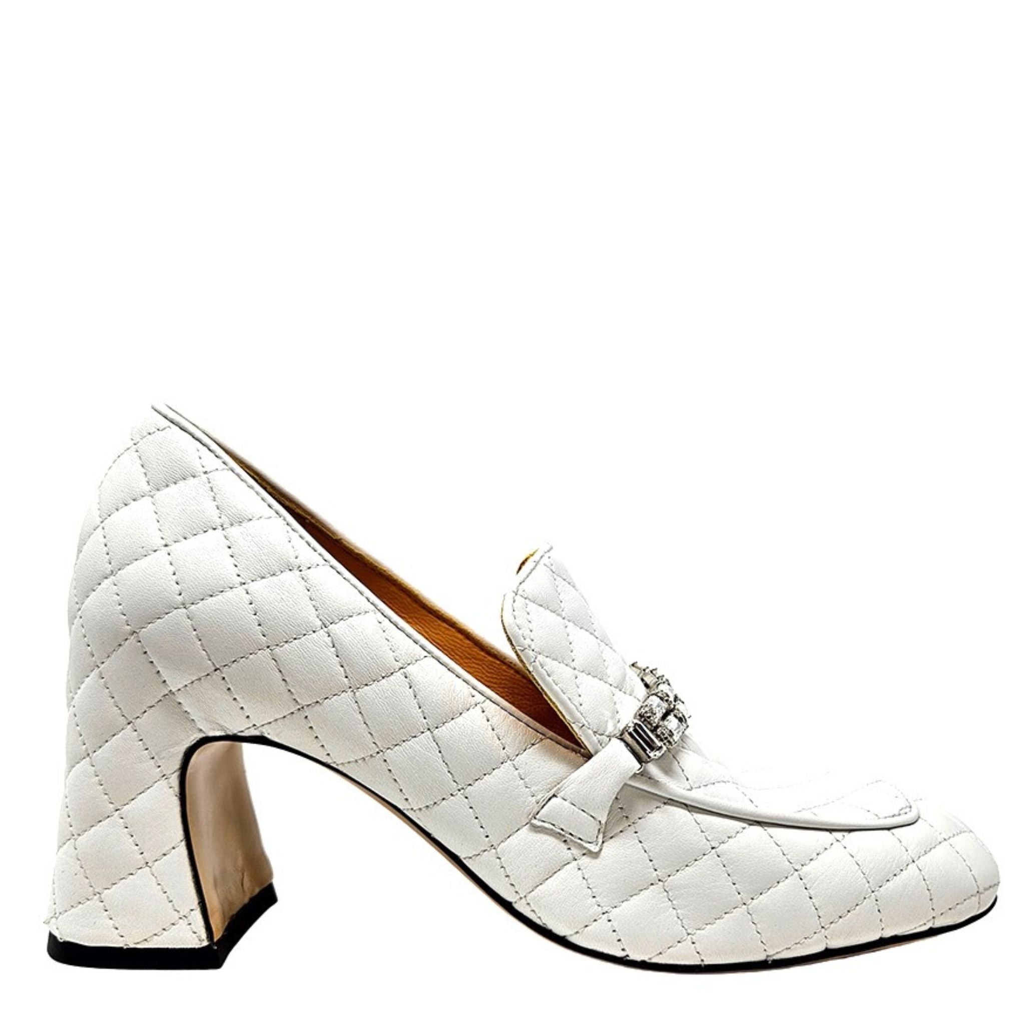 White Leather Quilted Loafer
