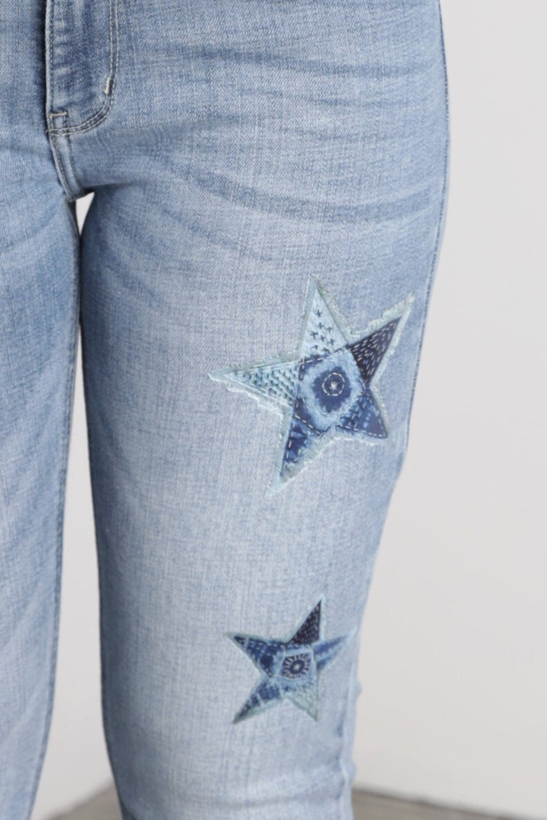 Star Patch DTF Print Double Waist Bootcut Jeans