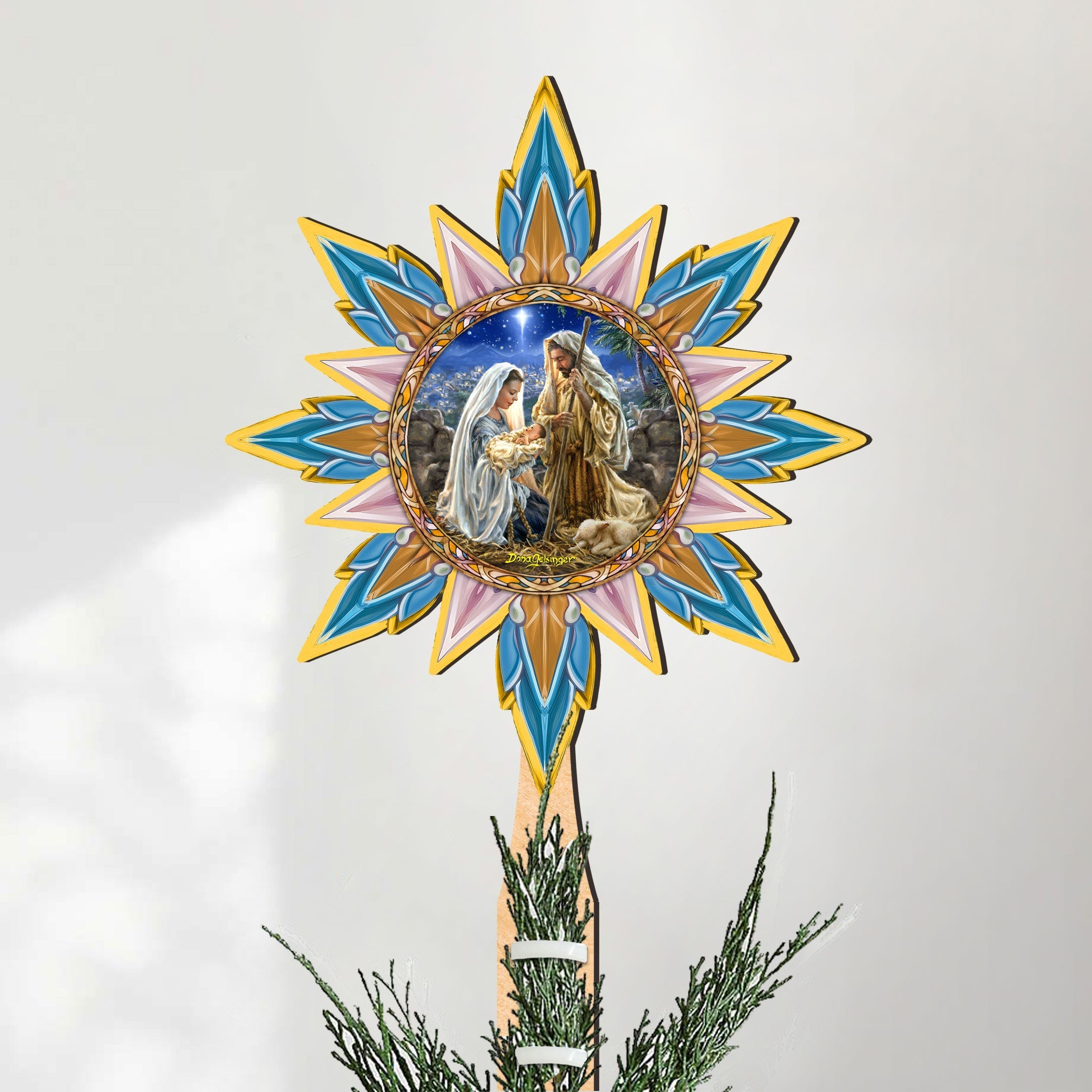 Glory to God Star Tree Topper Wooden Decor by D. Gelsinger - Nativity Holiday Decor - 89517-DG