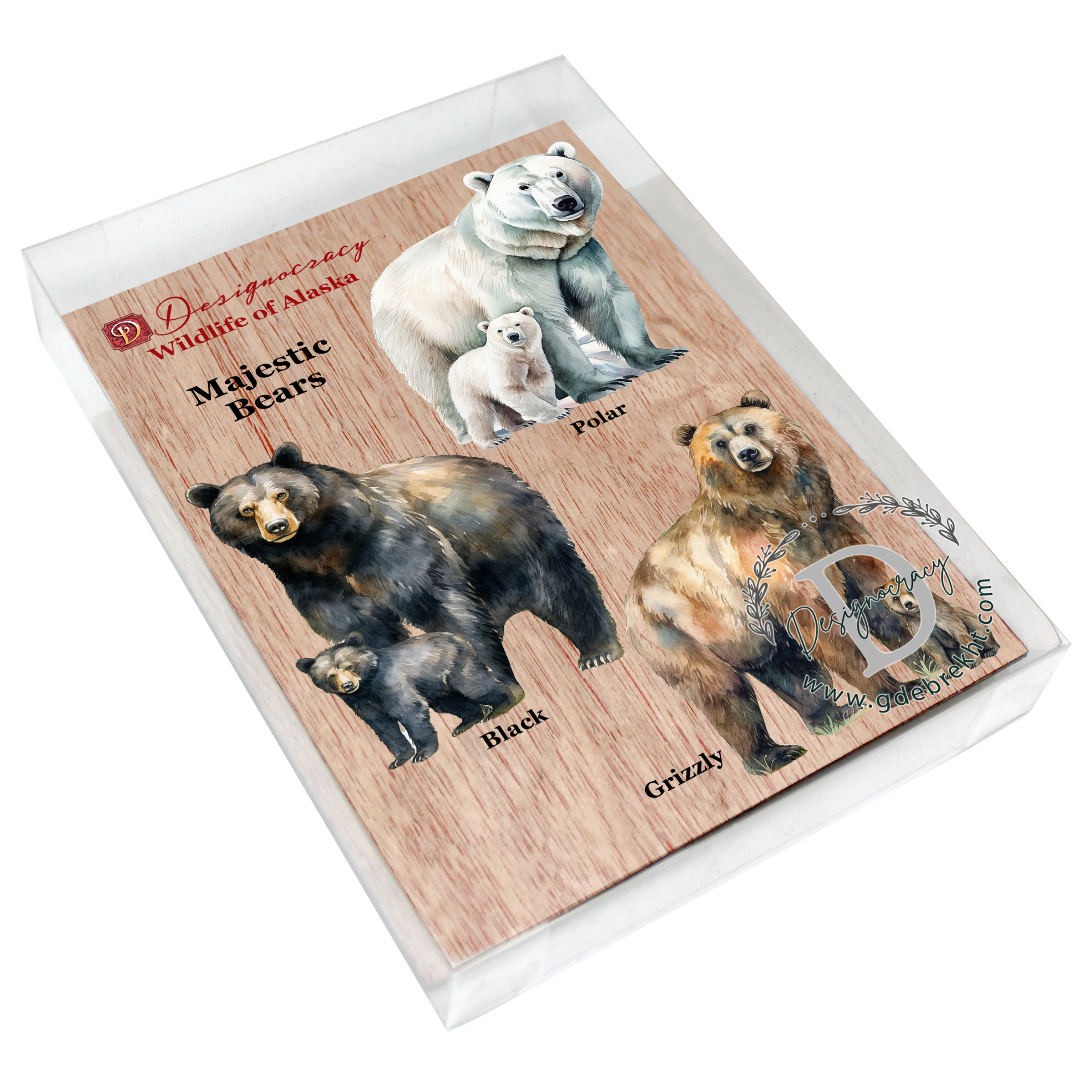 Alaskan Bears Wooden Ornaments Set of 3 by G. Debrekht - Wildlife Holiday Decor - 8091320S3
