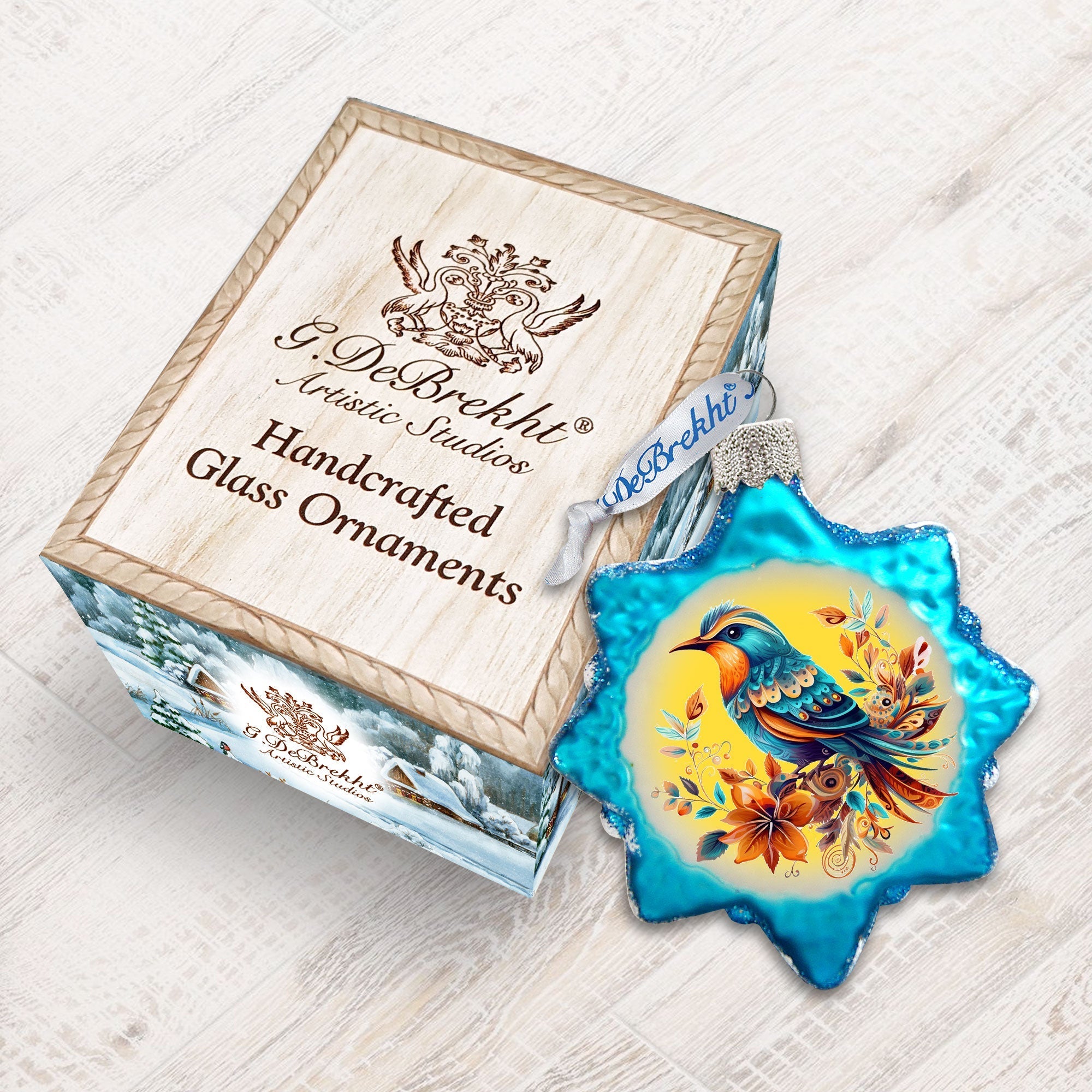 Blue Sparrow Mercury Glass Ornaments by G. Debrekht - Wildlife Holiday Decor - 776007