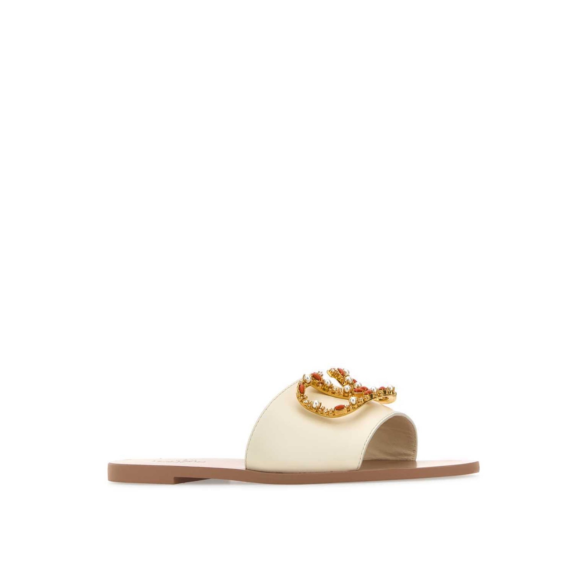 Valentino Garavani Vlogo Leather Flat Sandals Women