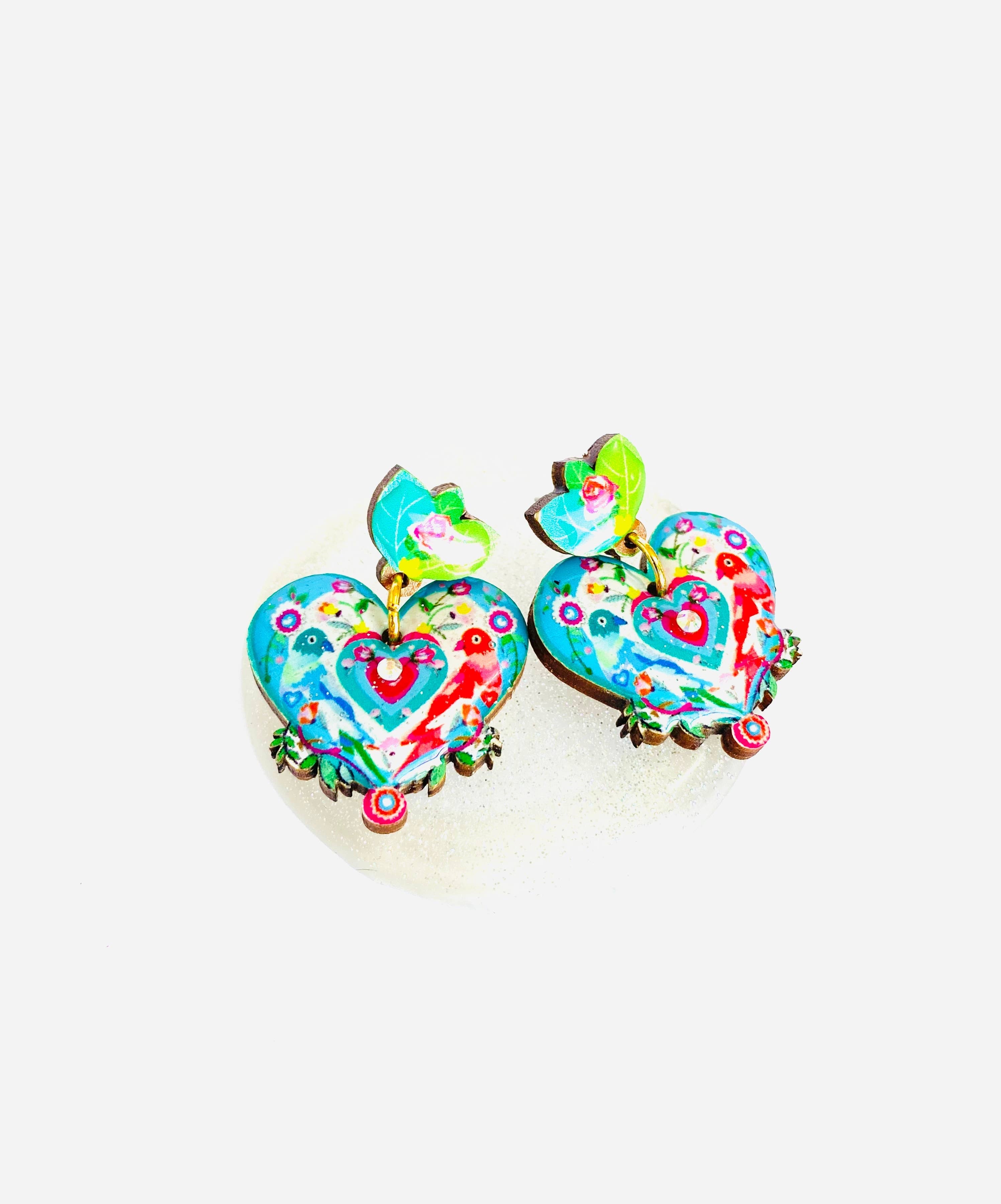 Love Bird Heart Shaped Earrings by Rosie Rose Parker