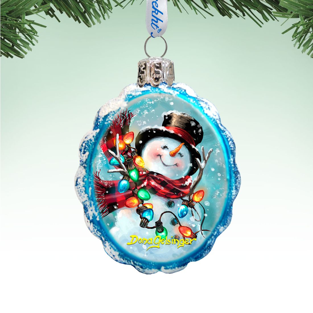 Old Fashion Snowman Mercury Glass Ornament by D. Gelsinger - Christmas Santa Snowman Decor - 778110-DG