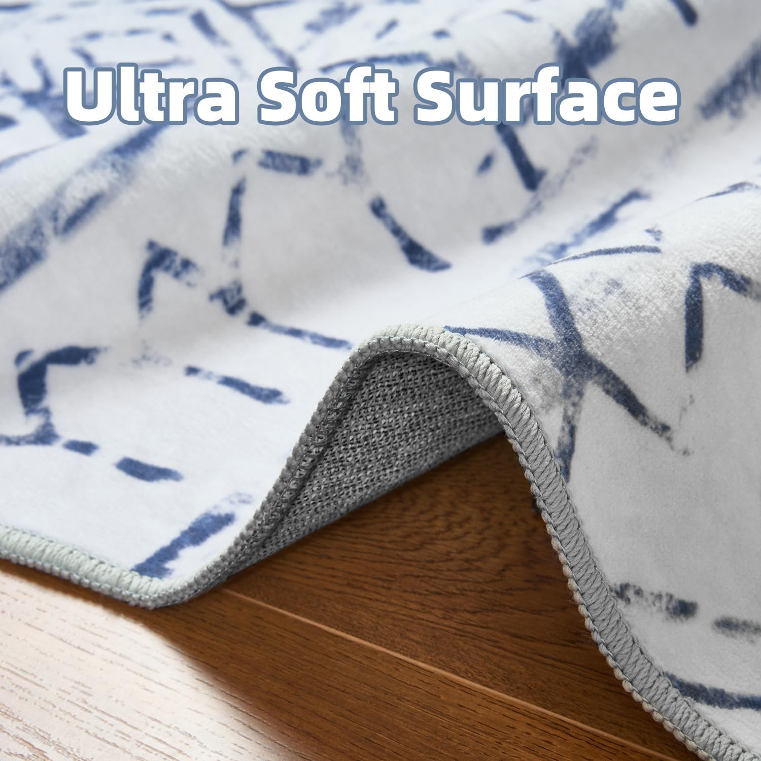 9x12 Area Rugs for Living Room-Non Slip Machine Washable Rug Modern Moroccan Boho Rug Super Soft Indoor Carpet Large Area Rug for Bedroom Dining Room Office Playroom, Blue